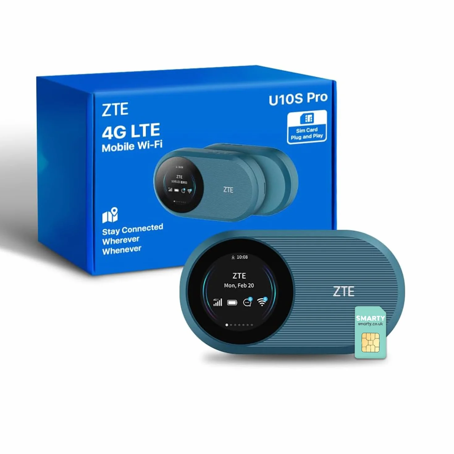 ZTE U10S Pro Blue, 4G+LTE Mobile Wi-Fi 6, enrutador portátil, conecta 32 dispositivos, 3000 mAh, 10 horas de duración de la batería, compatible con todas las redes