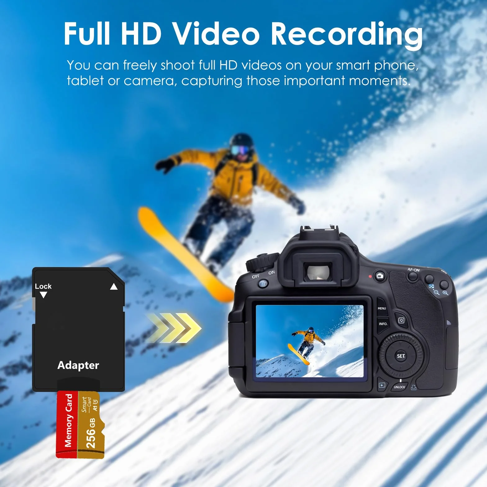 2 Pack Tarjetas SD de 256 GB con Adaptador, Alta Velocidad Memory Card, Gran Capacidad Portátil TF Card para Gopro Cámara Teléfonos, Smartphones, Drones, Tabletas