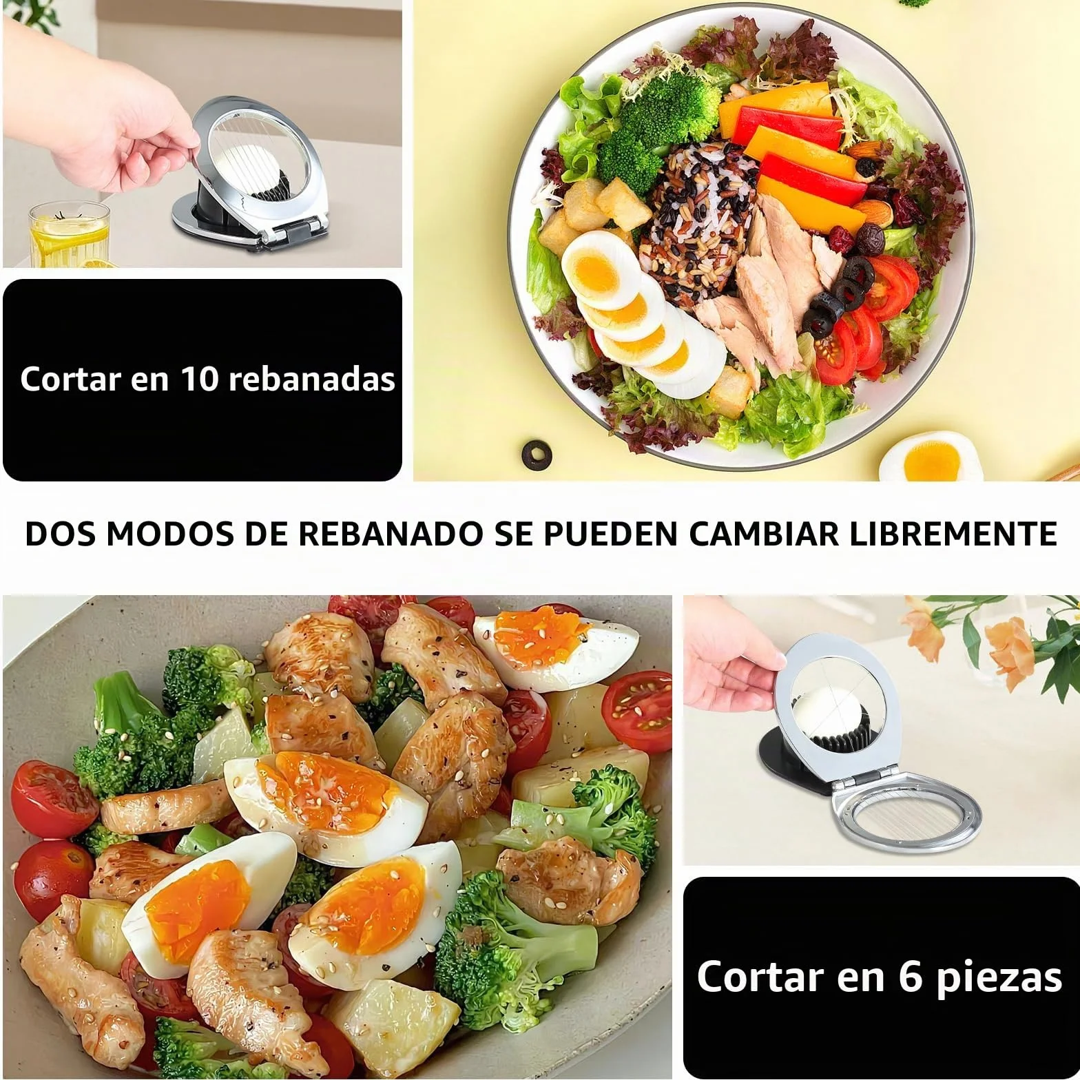Cortador de huevos cocidos en acero inoxidable 2-en-1 CRESZZLE