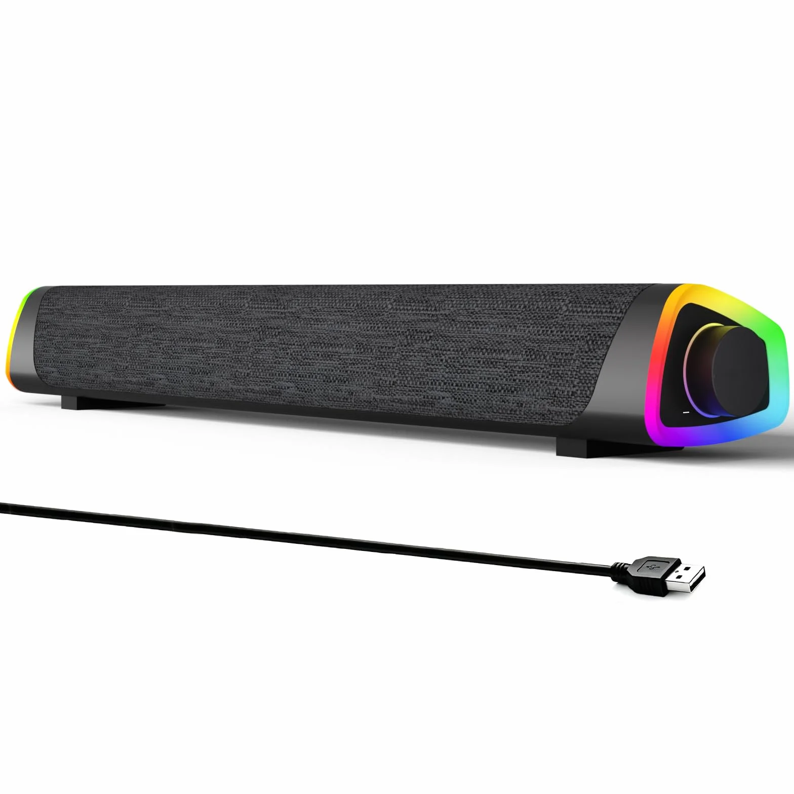 SOULION R30 Plus Altavoces PC, Funciona con USB Barra de Sonido, Bluetooth | Altavoces para Ordenador luces LED con botón de interruptor, Barra de Sonido para Ordenador Portátil, Móvil, Computadora