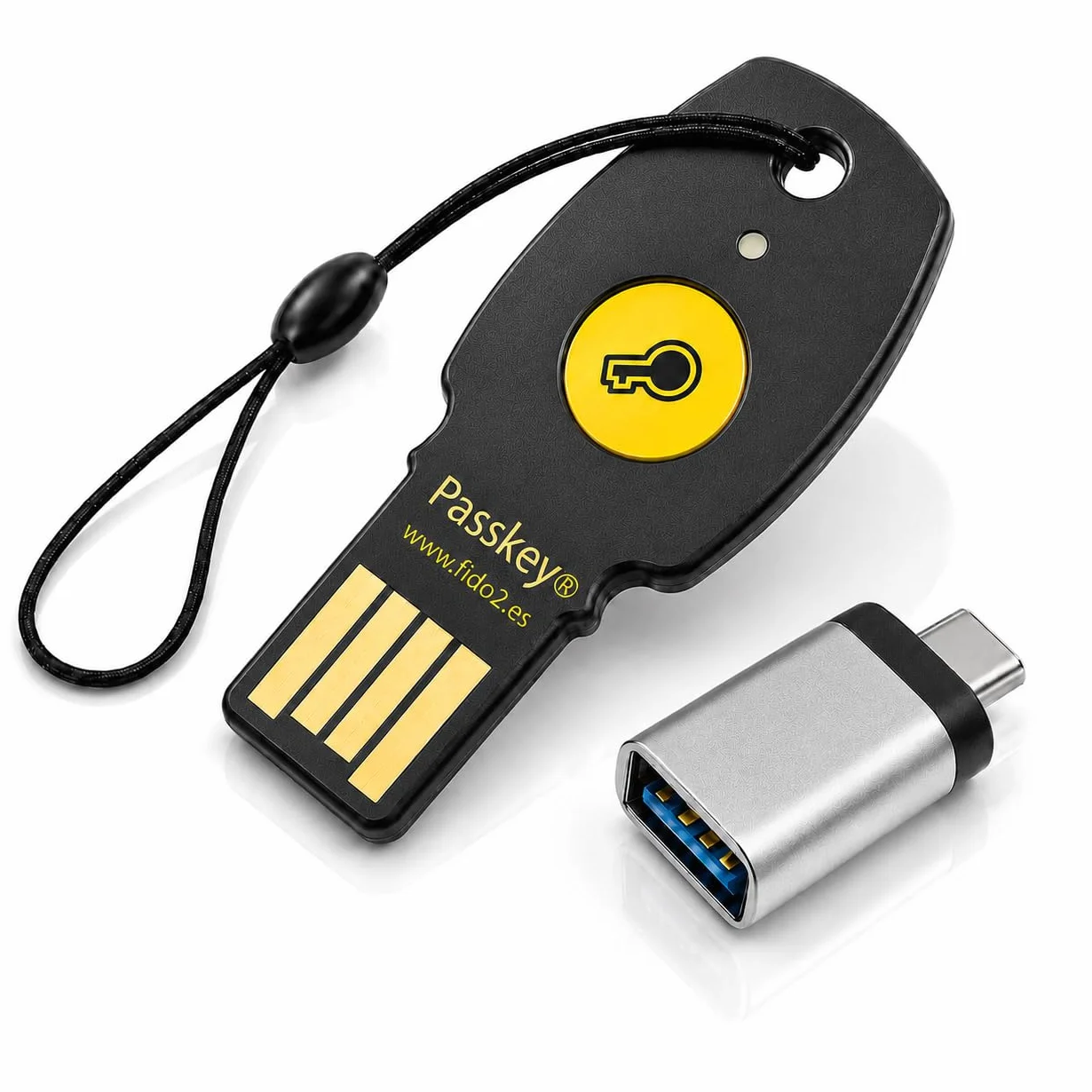 FIDO2 + U2F - USB A Y C - PassKey® FIDO2 Basic - FIDO2 Certified - ChipNet ID -Empresa Española con Soporte Personal.