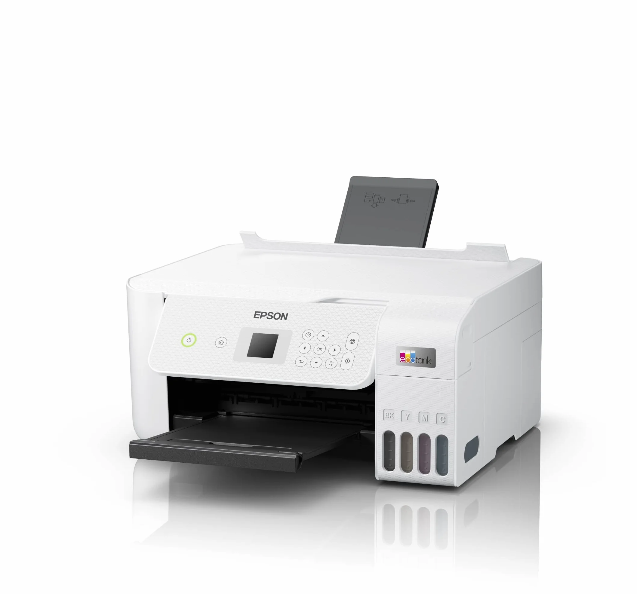 Epson EcoTank ET-2826, Impresora WiFi A4 Multifunción con Depósito de Tinta Recargable y Pantalla LCD, 3 en 1: Impresión, Copiadora, Escáner, Mobile Printing, Blanco