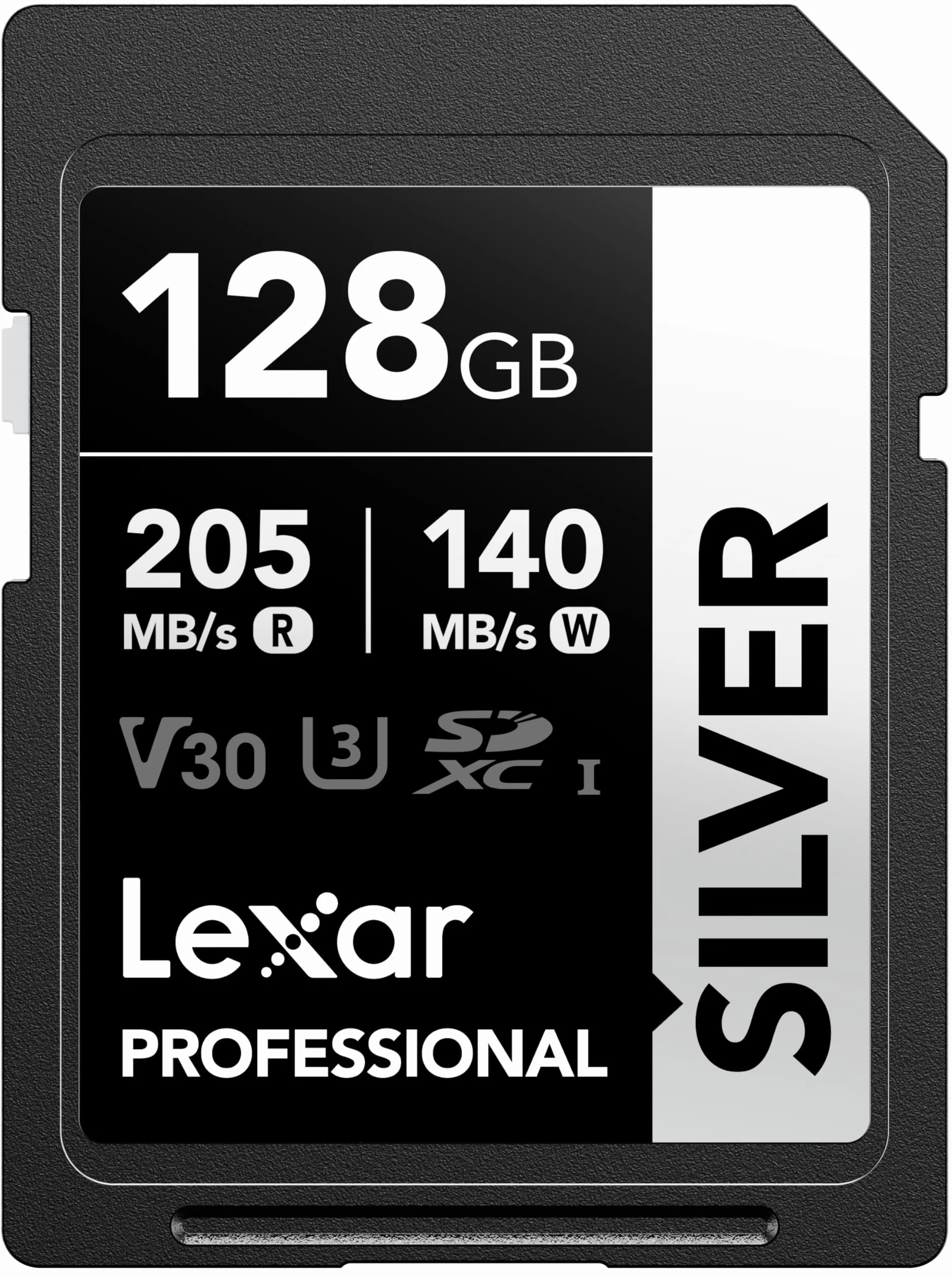 Lexar Tarjeta SD 128 GB Silver, hasta 205 MB/s de Lectura, Tarjeta de Memoria SDXC UHS-I, Clase 10, U3, V30, SD Card para Fotógrafos Profesionales, Videógrafos y Entusiastas