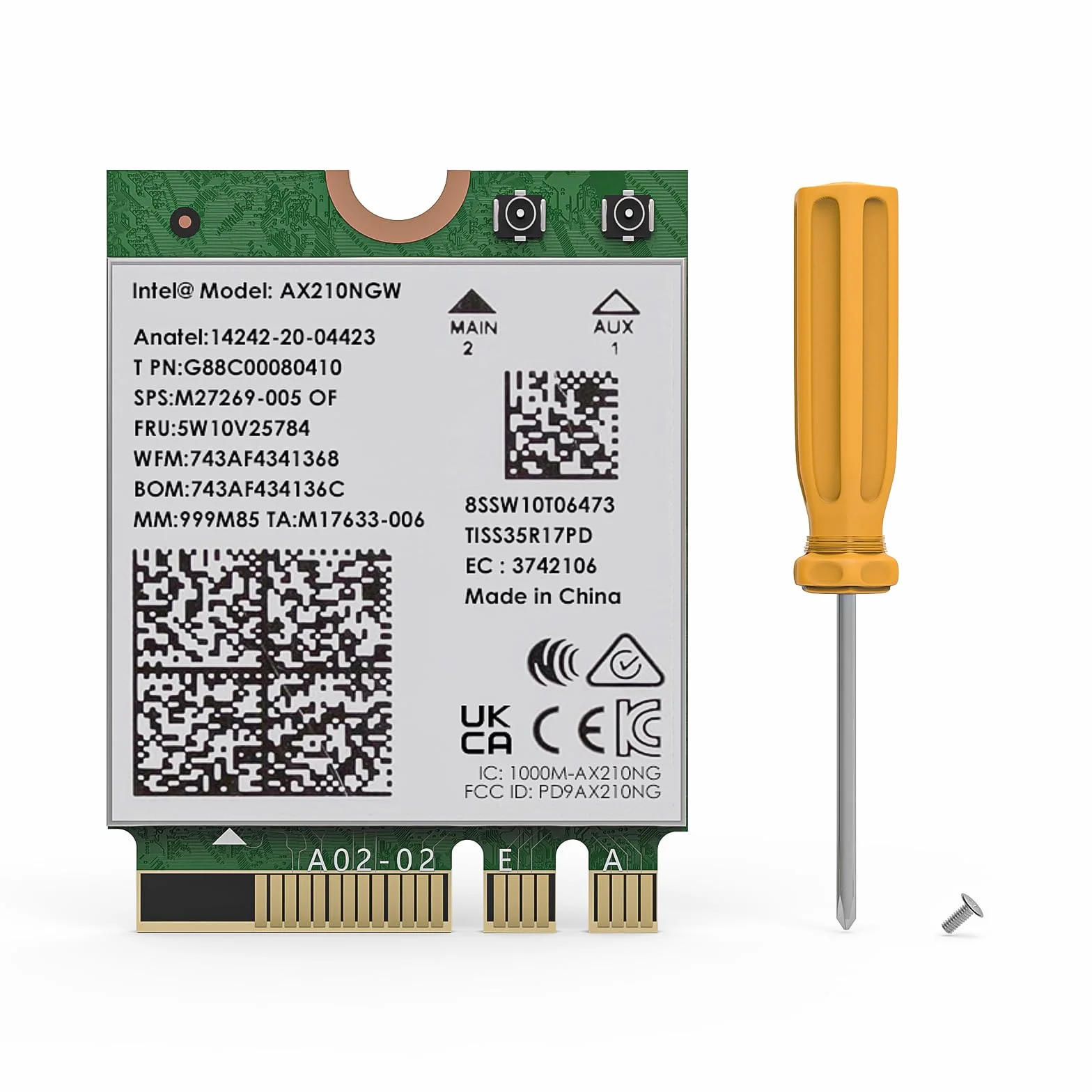 WAVLINK Tarjeta Inalámbrica WiFi 6E, Intel AX210 Tri-Band 5400 Mbps 2,4/5/6 GHz, Adaptador de Red Con Bluetooth 5.3 Para Portátil, Latencia Ultra Baja, Compatible Con Windows 10/11 (64 Bits)