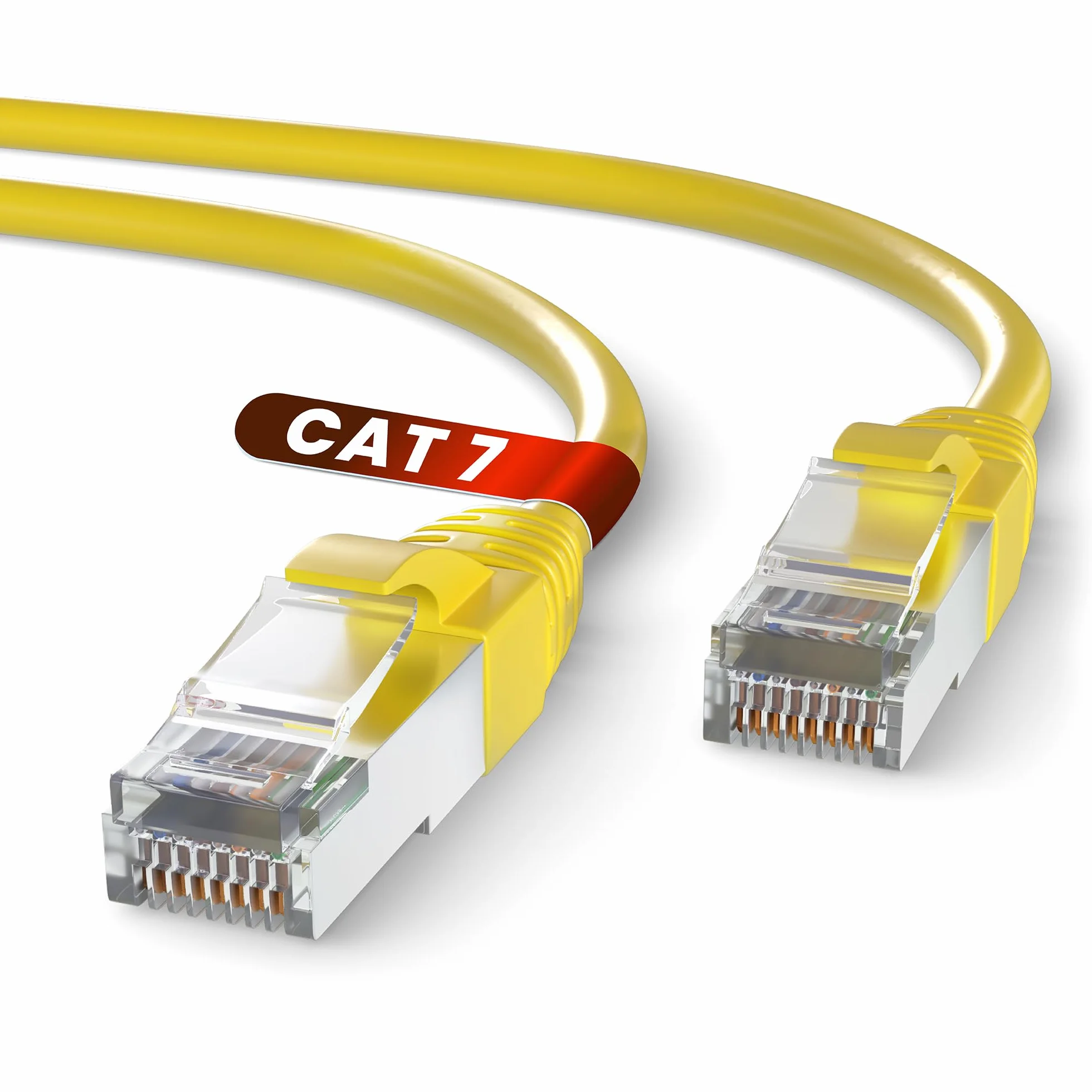 Mr. Tronic 10m Cable de Red Ethernet Trenzado | CAT7, SFTP | Conectores RJ45 | LAN Gigabit de Alta Velocidad | Conexión a Internet | Ideal para PC, Router, Modem, Switch, TV (10 Metros, Amarillo)