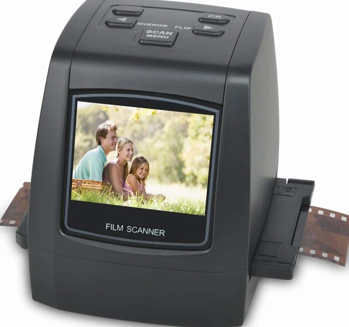 Escáner de películas Digitales, Escáner de Diapositivas y Negativos Convierte Negativos y Diapositivas de película de 35 mm, 126, 110, Super 8 y 8 mm a imágenes JPEG, Negro