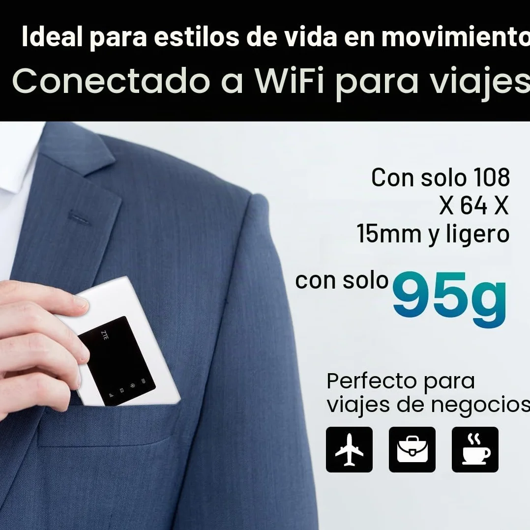 ZTE MF920, CAT4/4G LTE Mobile Wi-Fi, Punto de Acceso portátil Desbloqueado de bajo Costo, Conecta hasta 32 Dispositivos, batería de 2000 mAh, con Tarjeta SIM Smarty Gratis, Color Blanco