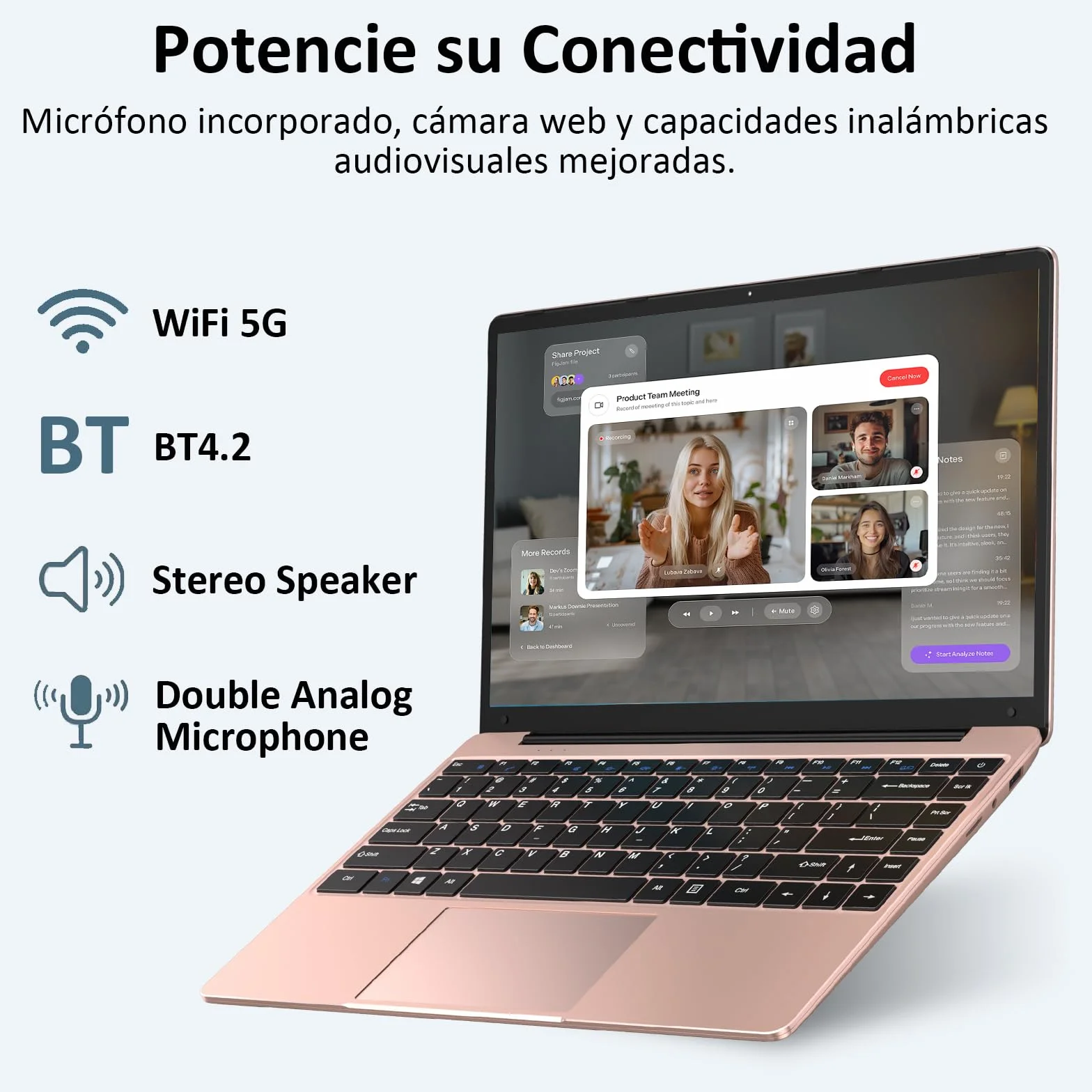 2026 Ordenador Portátil 14 Pulgadas hasta 2,8 GHz Celeron N4020 256GB SSD PC Portátils Soporta 1TB SSD Expansión con Ratón Inalámbricopara Trabajo-Estudio-Aprendizaje 1080 Mini Puerto Multimedia-Oro