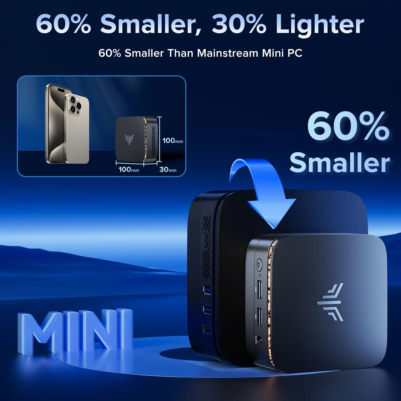 NiPoGi Essenx E1 Mini PC Ιntel Alder Lake-N97 (hasta 3.6GHz) 16GB DDR4 512GB SSD, Mini Ordenador/Gigabit Ethernet/2.4+5G WiFi/BT4.2/HDMI 2.0+DP 1.4 Doble Pantalla 4K@60Hz UHD