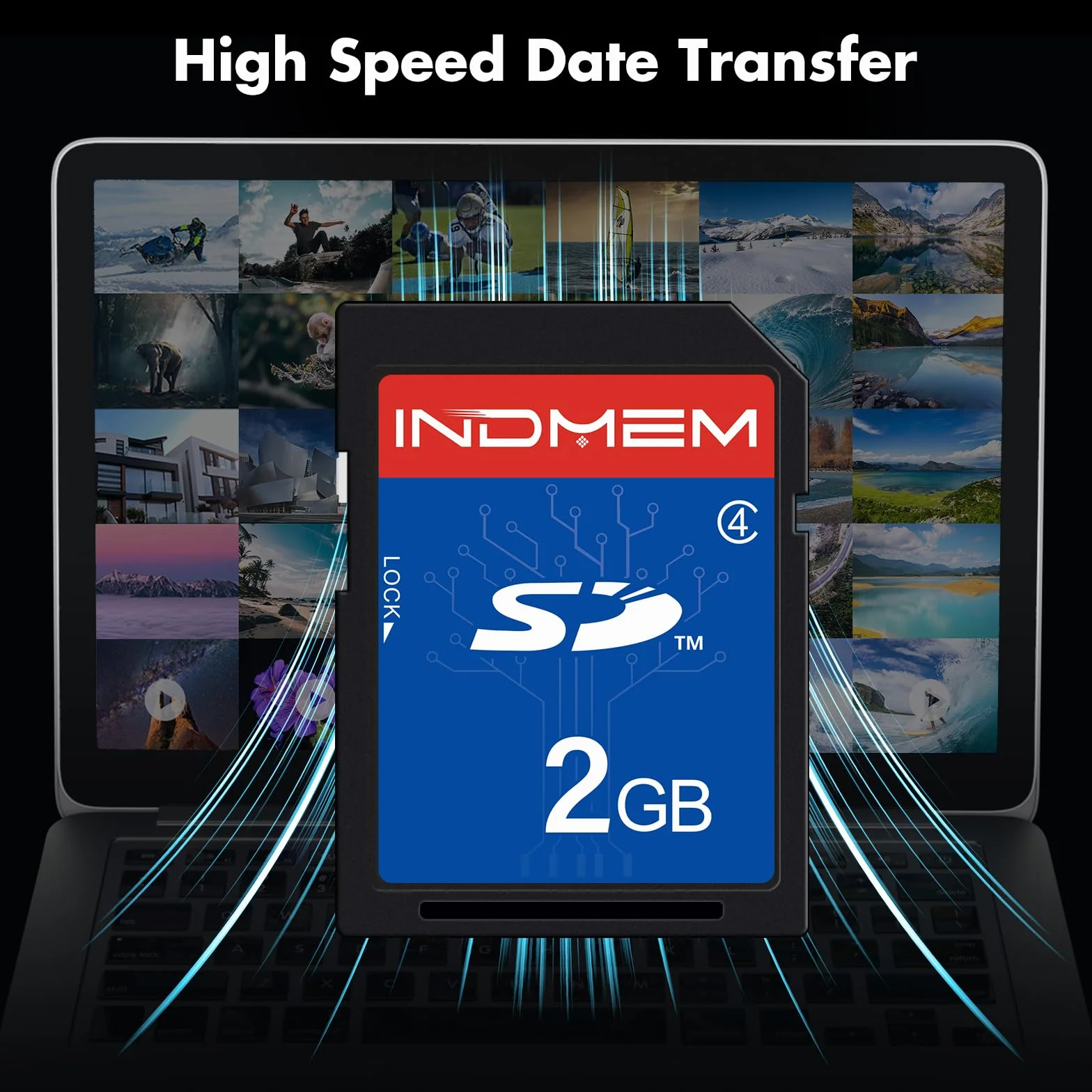 INDMEM Tarjeta SD de 2 GB, 2 unidades, clase 4 MLC Secure Digital Flash Memory Card Camera Card