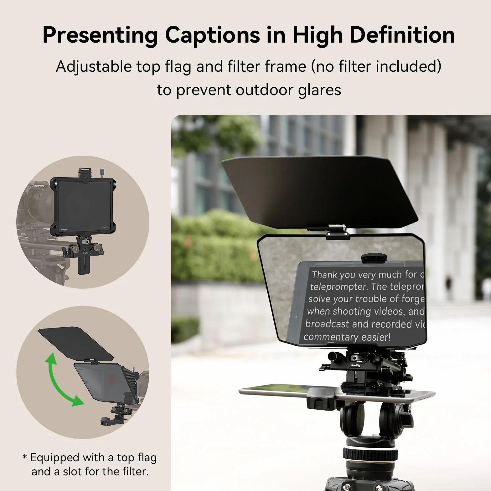 SMALLRIG Teleprompter para iPad para Tableta Android de hasta 11pulgadas, NO para Teléfono, la Aplicación Small GoGo Admite PDF Picture Word TXT, Debe Funcionar con Placa Base LWS de 15mm- 3646
