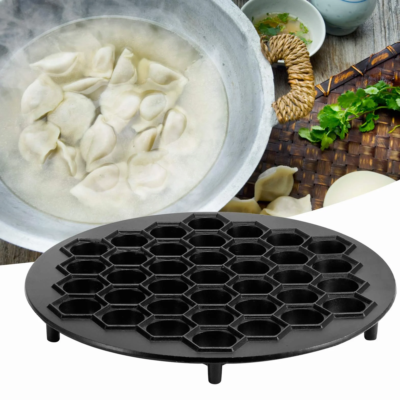 Molde para Dumpling Ravioli 37 Agujeros Aleación de Aluminio Apto para Lavavajillas