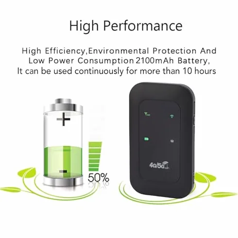 4G 5G WiFi Hotspot, LTE Mobile Router mit SIM -Kartensteckplatz, 2100 MAh Langlebiger und Wiederaufladbarer Unterstützt 300 Mbit/S, 10 Gerätekonnektivität, Tragbare