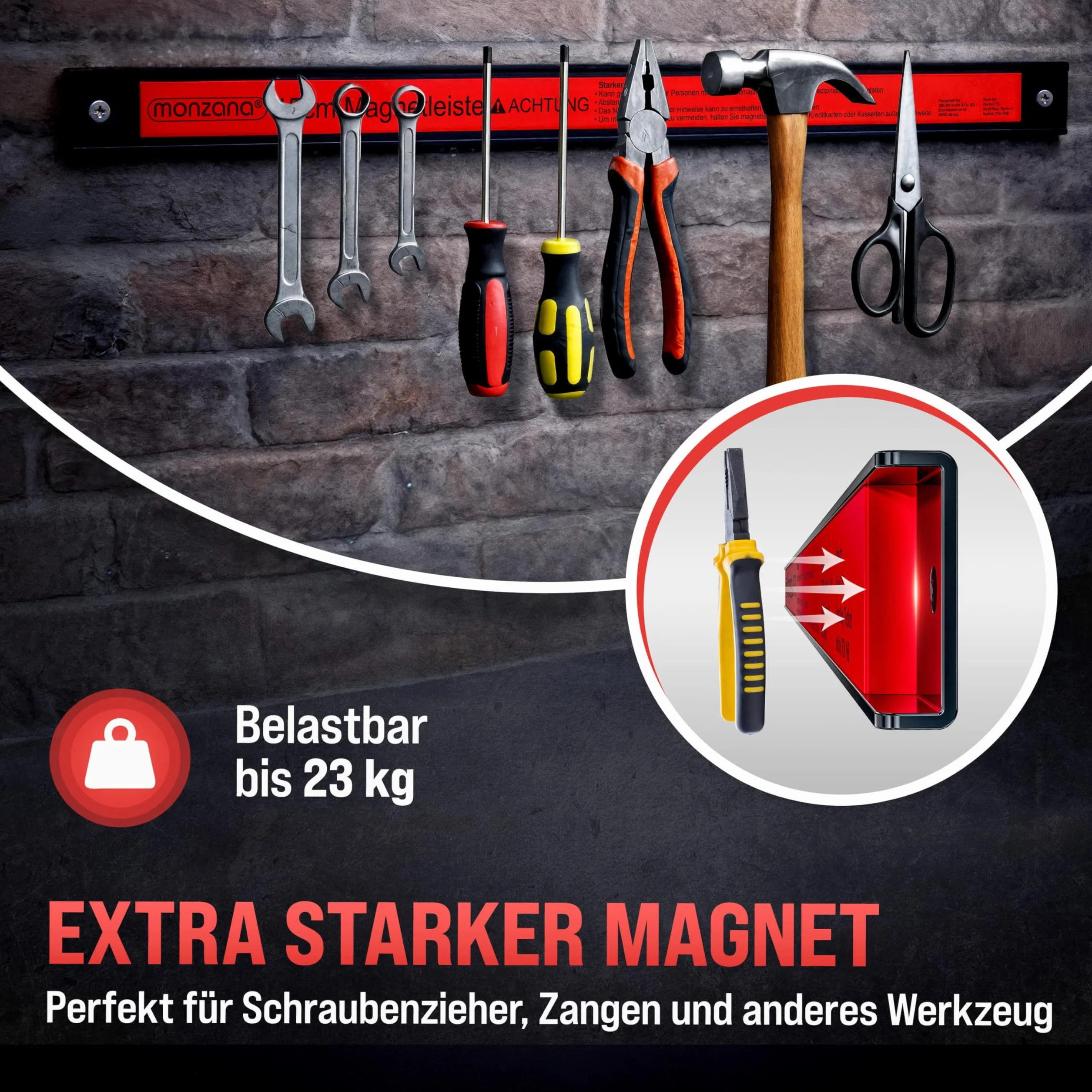 DEUBA Soporte Magnético de Pared 45cm 23Kg Organizador Herramientas Taller Garaje