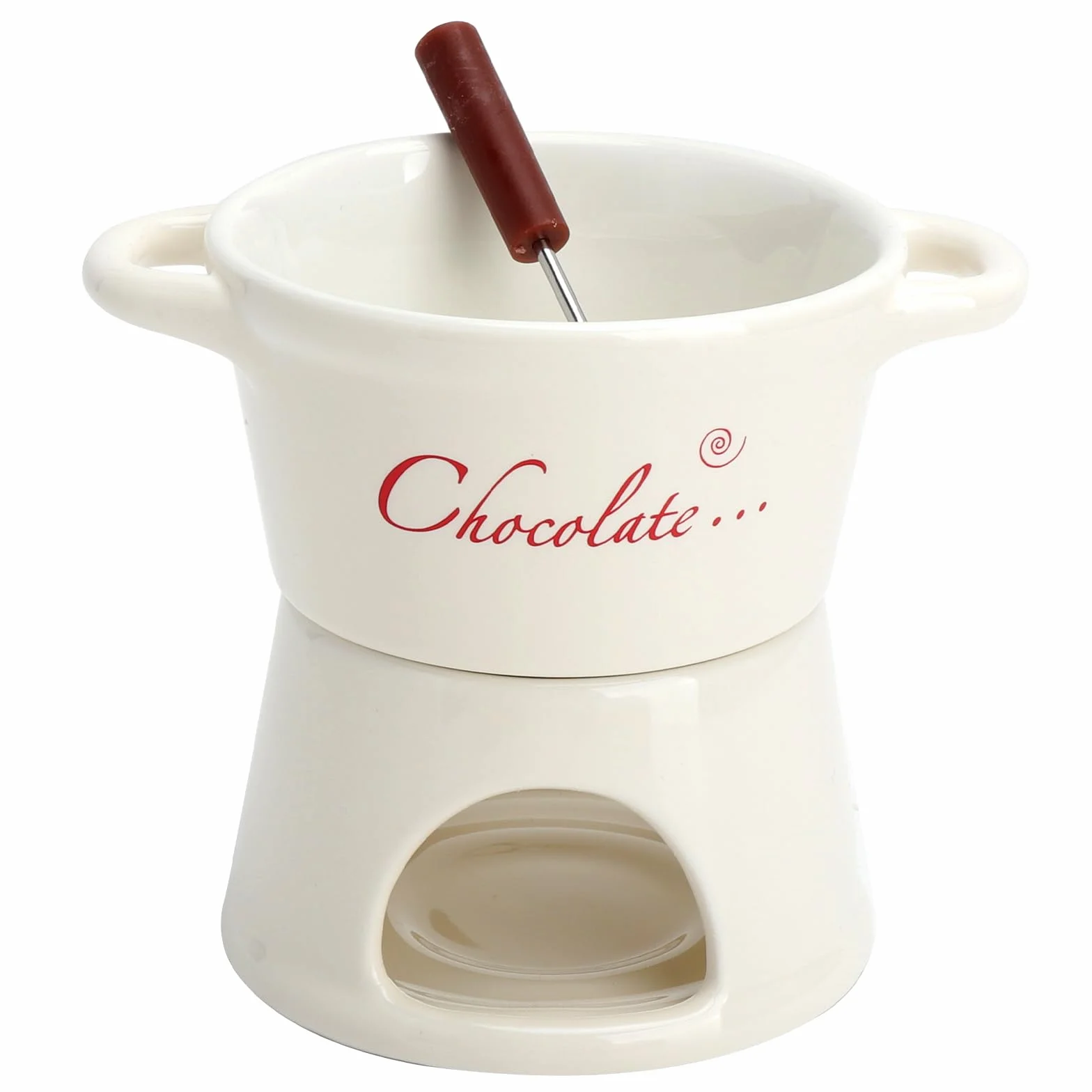 Juego de Fondue de Chocolate de cerámica con Tenedor - Mini Olla de Porcelana de 300 ml para Fondue de Chocolate Queso y Mantequilla, Ideal para el Invierno San Valentín el hogar y la Cocina