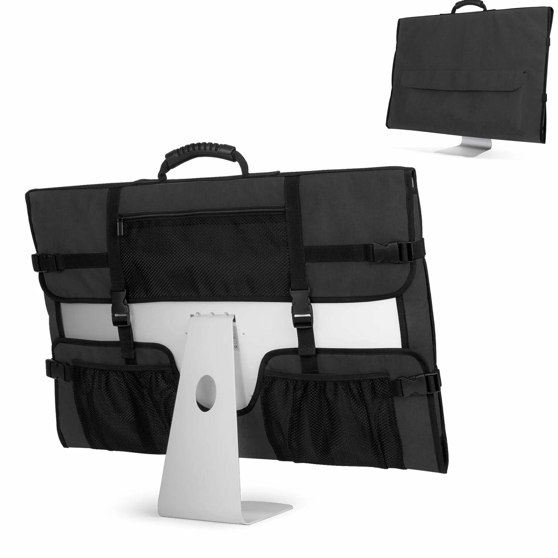 CURMIO Bolsa para Ordenador iMac, Bolsa iMac 27 "de Apple, Funda Protectora para iMac, Funda de Polvo con Manija de Goma para iMac 27" y Accesorios, Negro