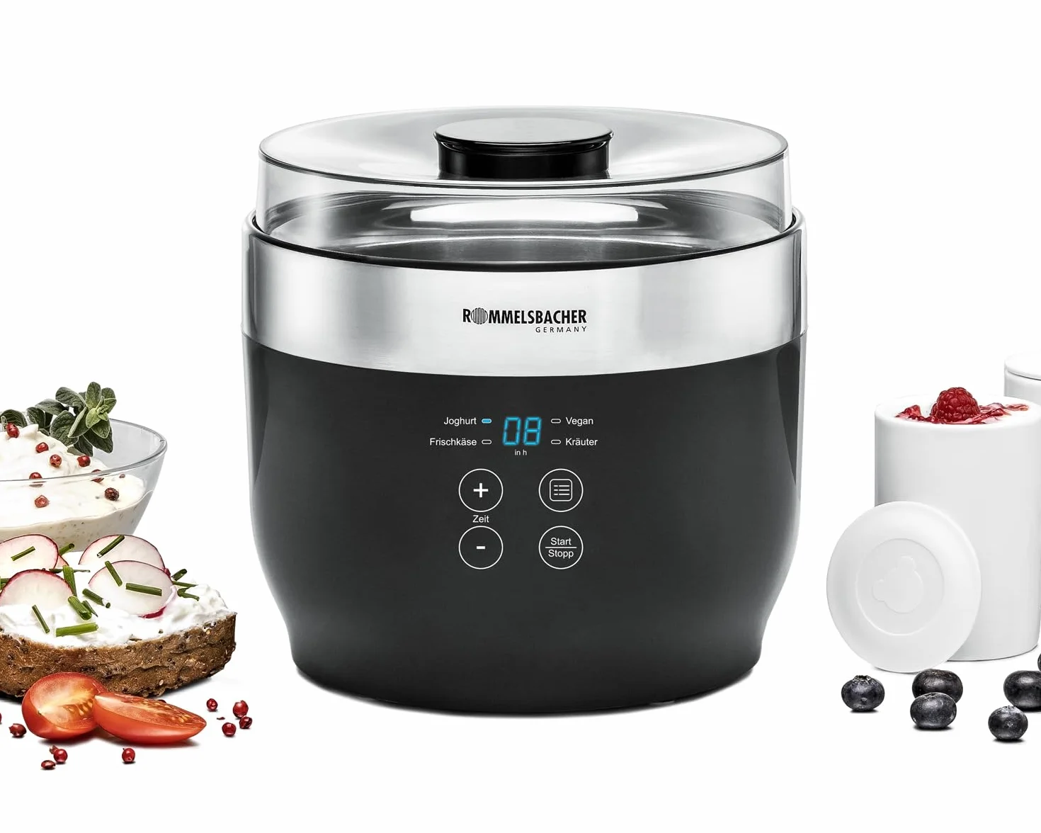 Rommelsbacher Yogurt Cream Cheese Maker JG 80 Black Silver