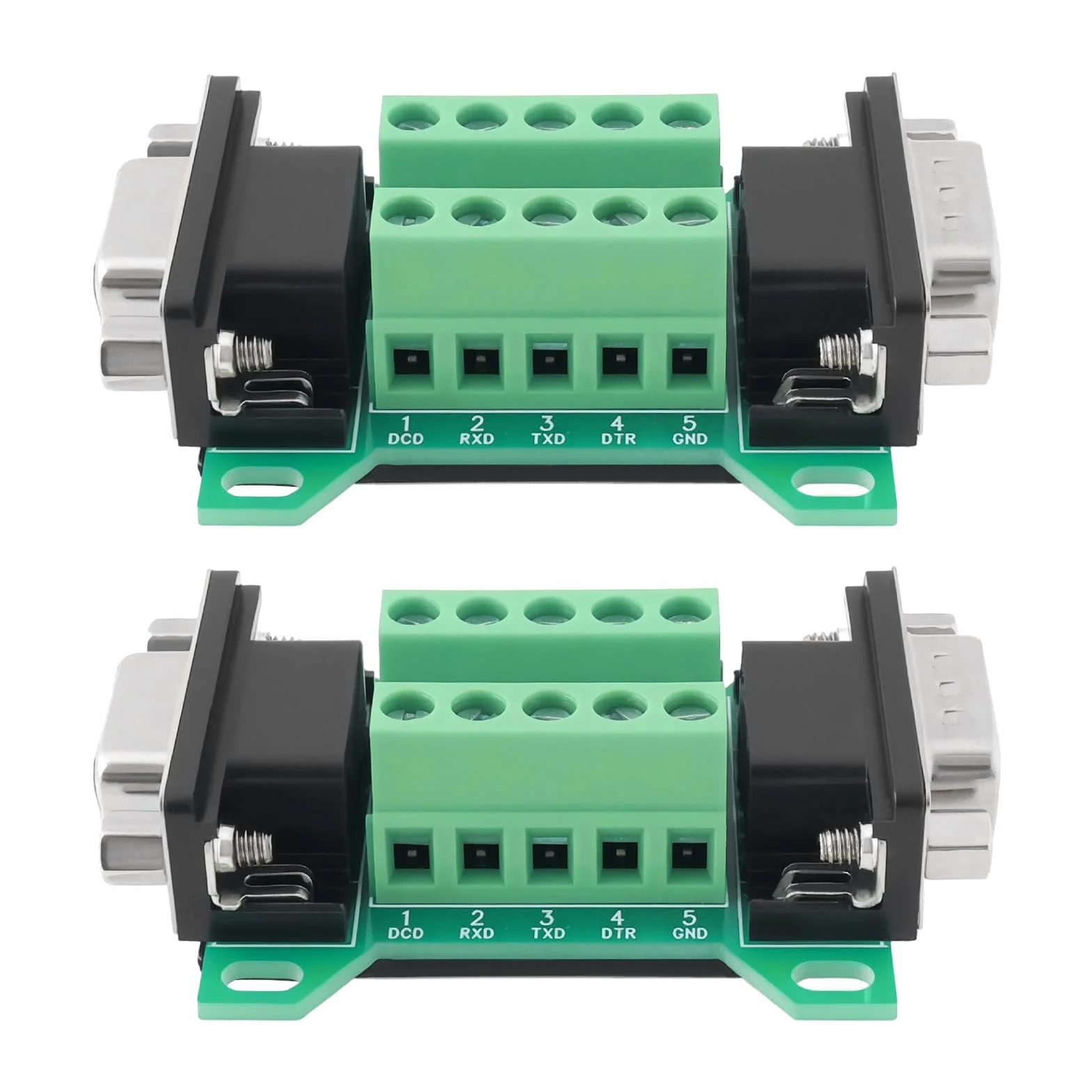 2 Piezas DB9 Macho A Hembra Placa de Conexión RS232 D-Sub Terminal Serial A 9 Pines para Equipo de Control Industrial Automático Caja Registradora