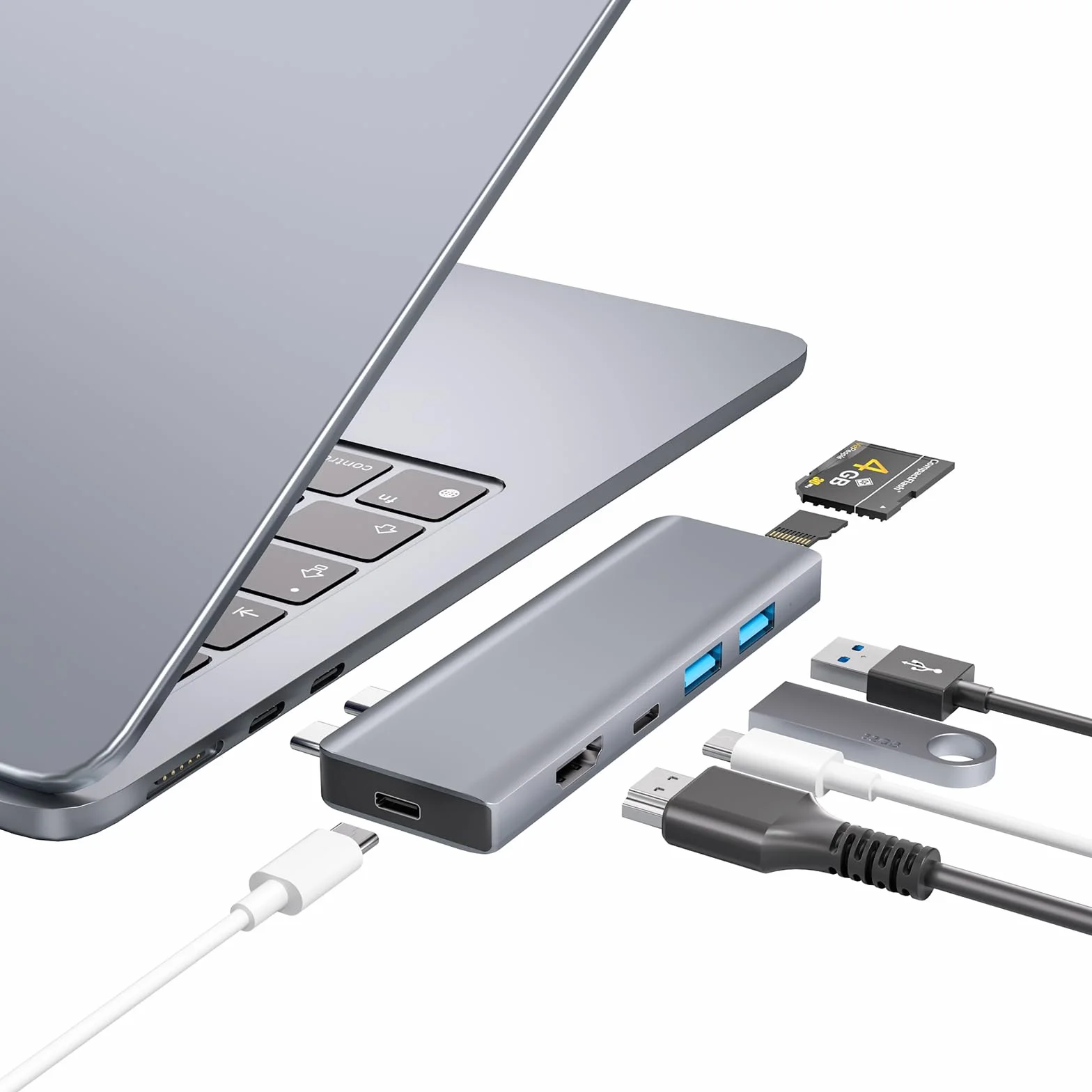 USB C Hub, 7 IN 2 USB Adaptador para MacBook Pro Air Thunderbolt 4 Dock HDMI 4K, 100W PD, 40Gbps, USB-C 3.0, 2 USB-A 3.0, Lector Tarjetas SD/TF, Compatible con MacBook M1/M2/M3/M4