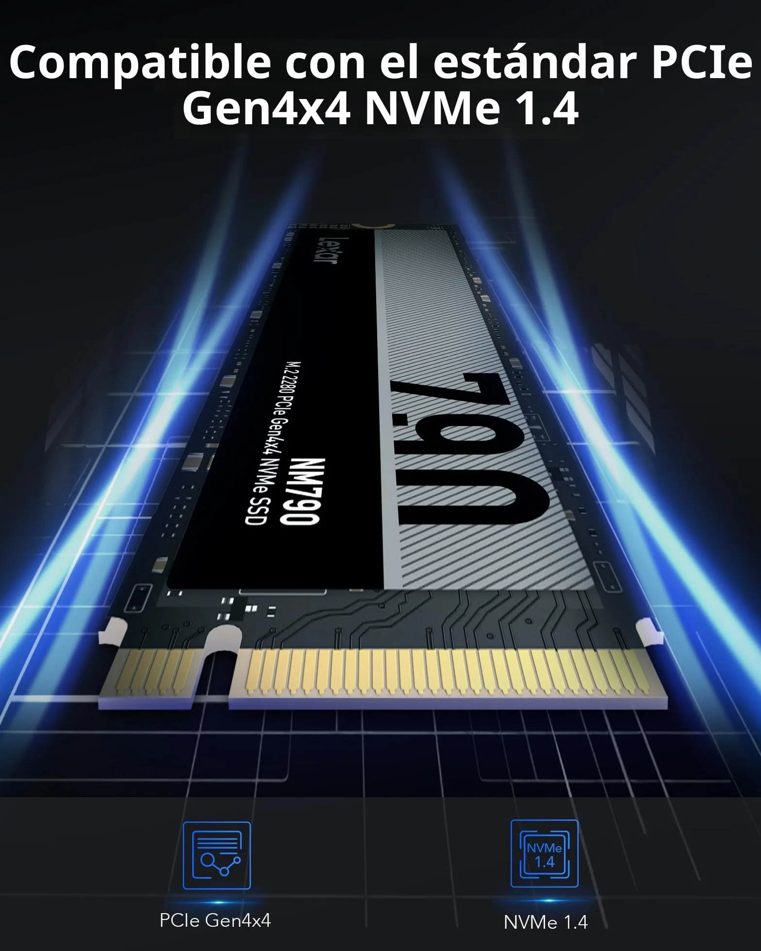 Lexar NM790 2 TB SSD, PCIe Gen4x4 NVMe 1.4 M.2 2280 SSD, hasta 7.400 MB/s de Lectura, 6.500 MB/s de Escritura, para PS5, PC, Ordenador portátil y Jugadores