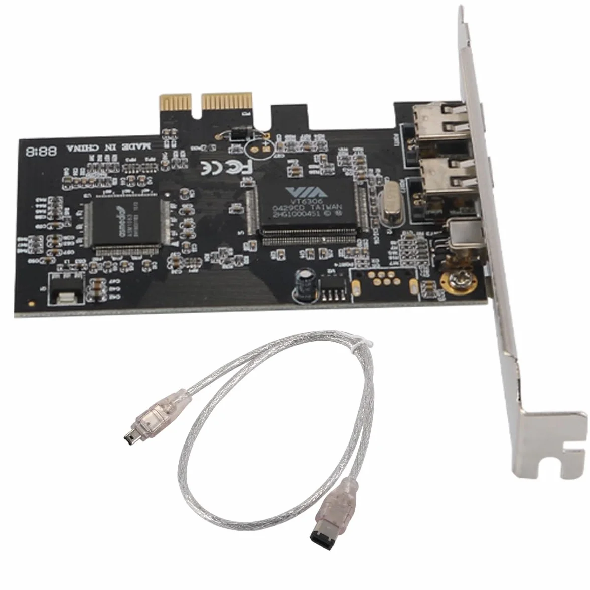 Gorise Tarjeta controladora PCI-E PCI Express FireWire 1394a IEEE 1394 de 2,5 Gbps con Cable FireWire, Tarjeta de Captura de imágenes HD de Escritorio de 800 Mbps para transmisión
