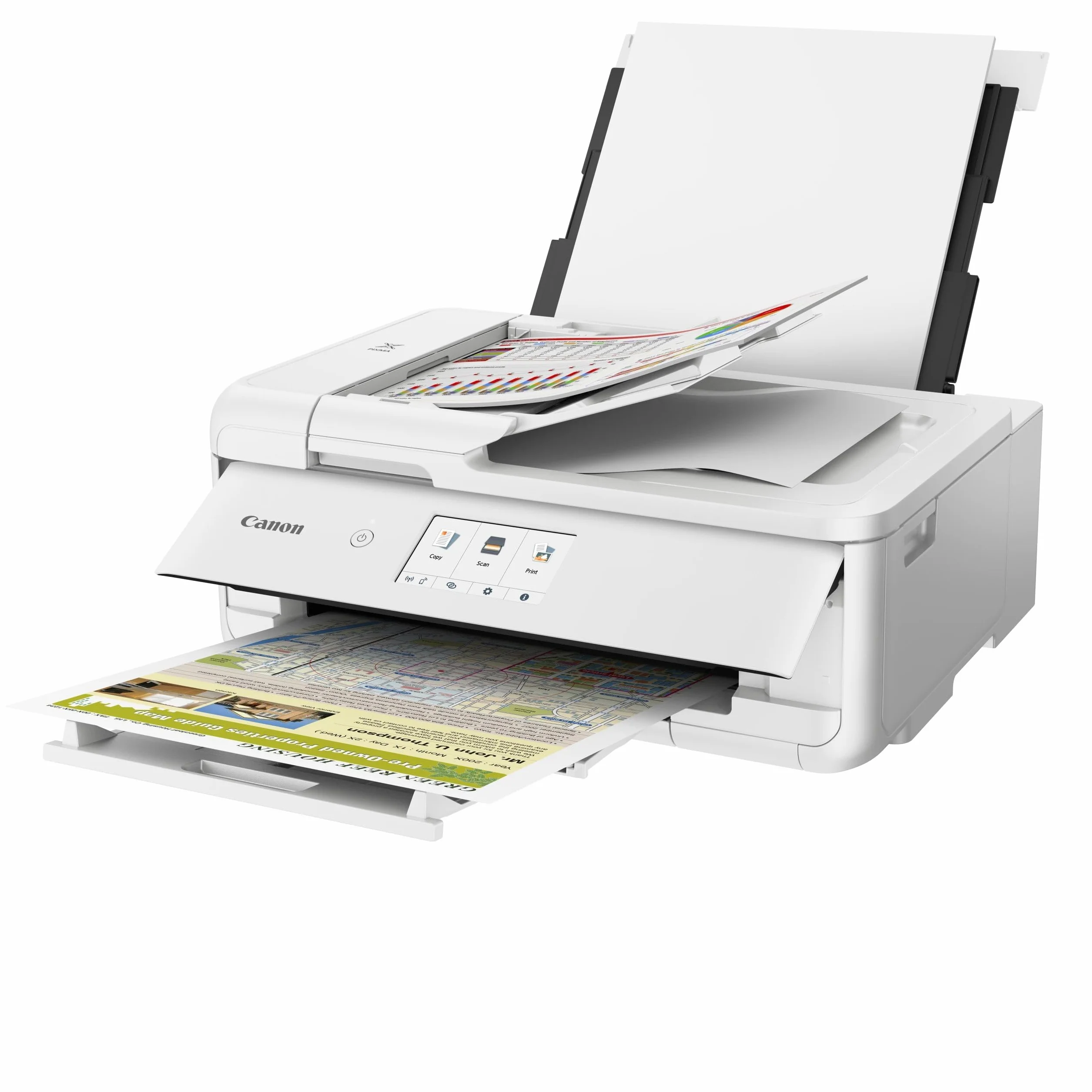 Canon Pixma TS9550Ca Impresora Multifunción Empresarial, Sistema de Inyección de Tinta, A3, WiFi, Conectividad Inalámbrica, ADF de 20 Hojas, Cartuchos Tinta XL, Pantalla Táctil, Blanco