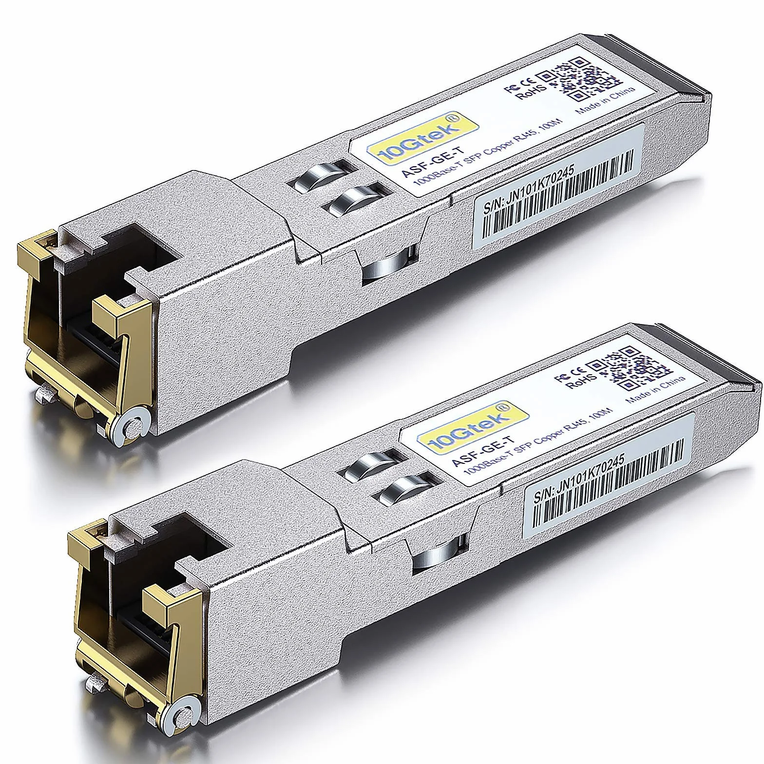 10Gtek [2 piezas] Ubiquiti UF-RJ45-1G 1G SFP RJ45, 1000Base-T SFP Módulo Transceiver de Cobre, Conector RJ45, 100-Metros