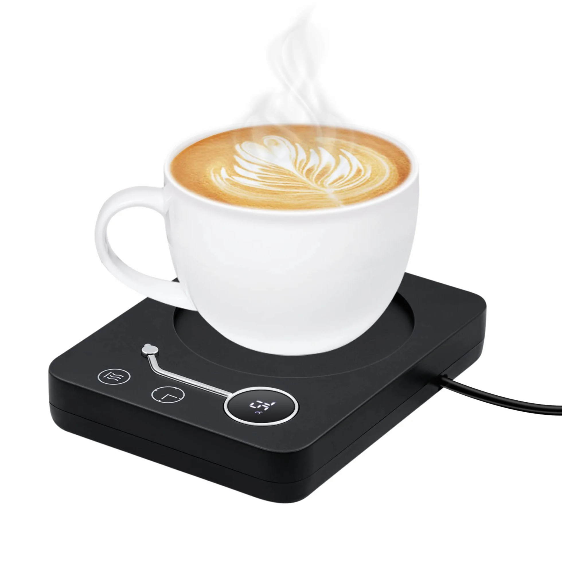 Mcbazel Calentador de Tazas de café 40°C-55°C, 55°C-65°C. 65°C-75°C Grado Celsius Sensor de Gravedad Temporizador de Temperatura de Tres Velocidades Almohadilla Calentadora de Tazas de Café -Negro