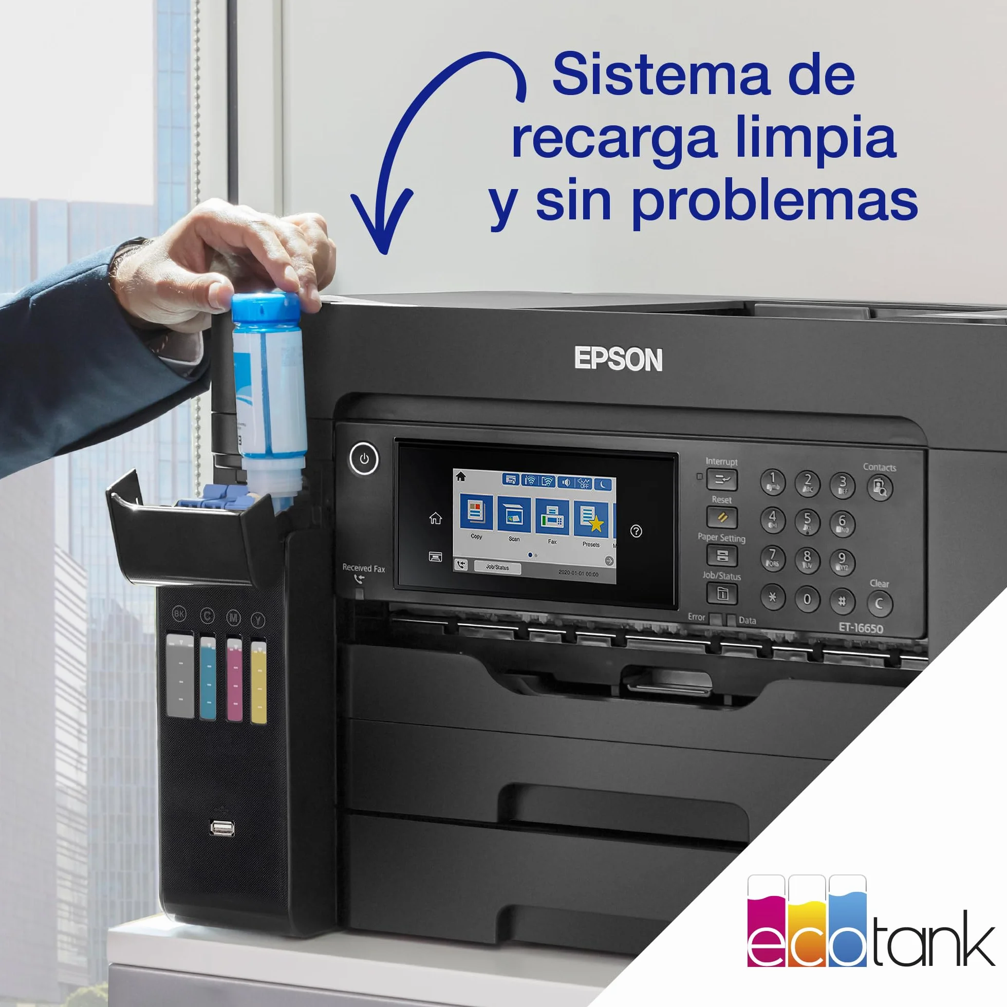 Epson Impresora multifunción EcoTank ET-16605 A3+ con depósito de Tinta, conexión Wi-Fi y fax