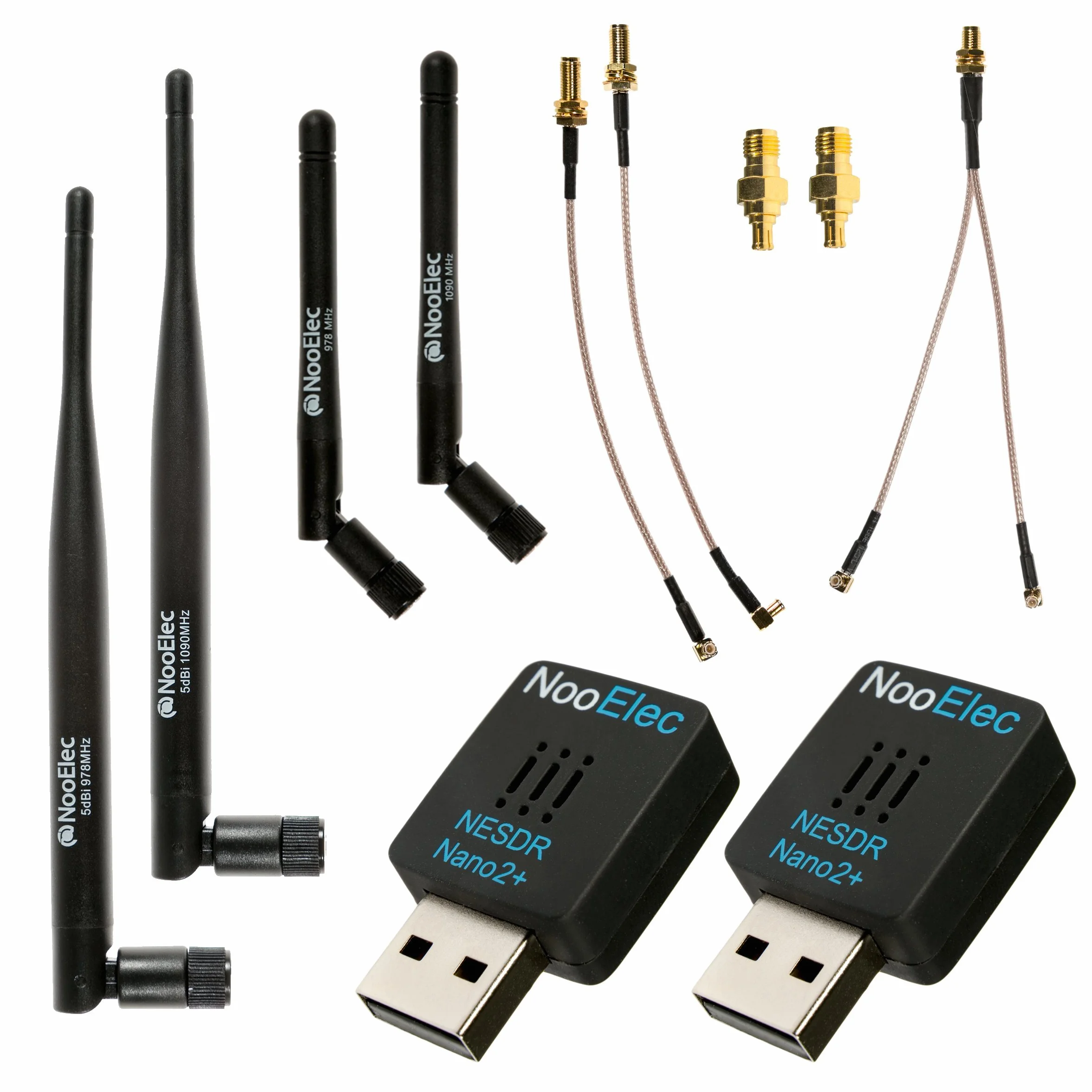 NESDR Nano 2+ Paquete de ADS-B Banda Dual para Aplicaciones de Stratux, FlightAware y Otras Aplicaciones ADS-B. 2 SDR Calibrados con TCXO, 2 Juegos de Antenas de 978MHz (UAT) y 1090MHz (ADSB) y Más