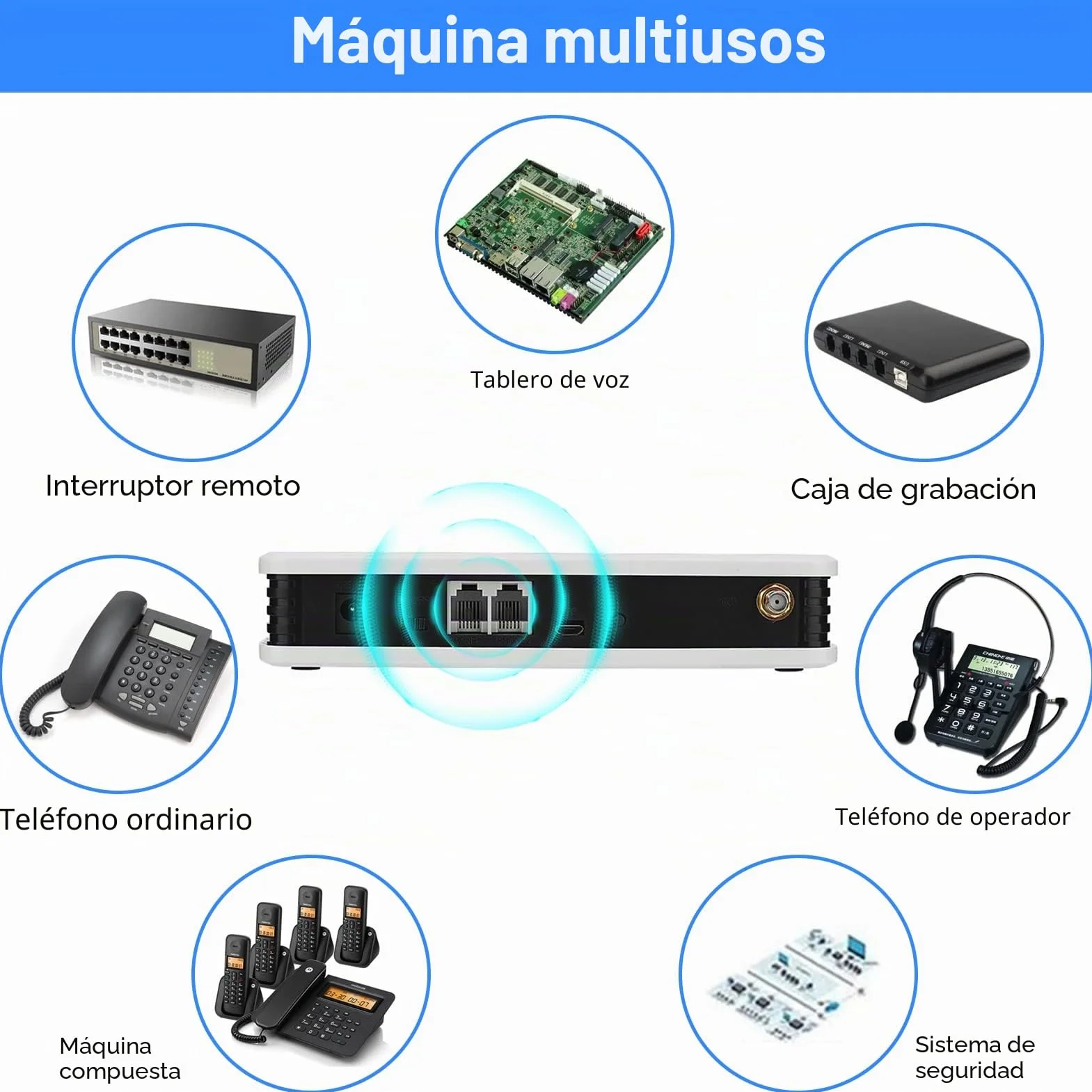Terminal Inalámbrico Fijo, Inalámbrico a Caja de Teléfono con Cable gsm el Trabajo de 24 Horas Puede Conectar la Antena del Registrador de Alarma de la Caja del Teléfono(Blanco)