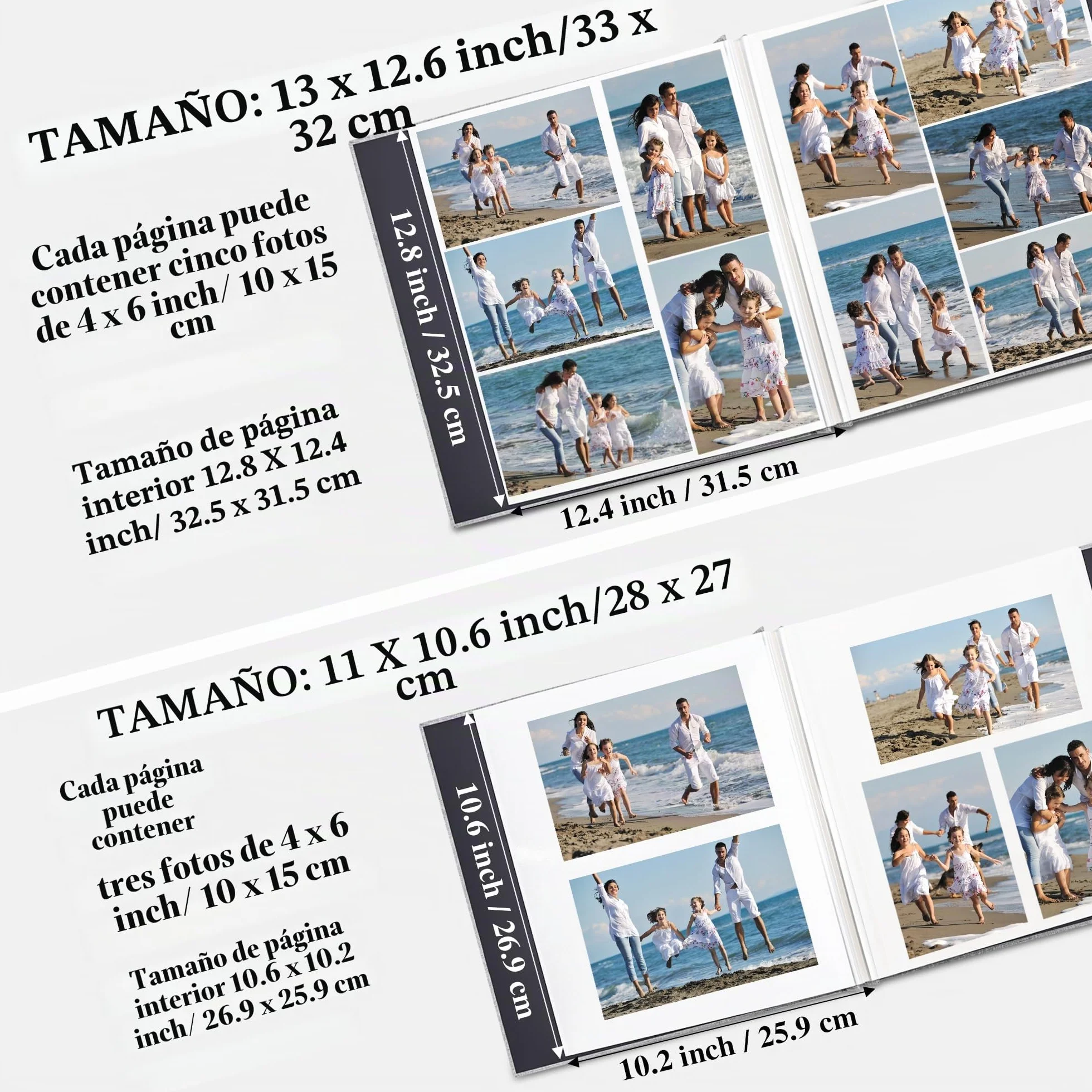 Álbum Fotos Autoadhesivo 28x27 cm Scrapbook 40 páginas Funda de Lino con Bolígrafo Metálico Gris