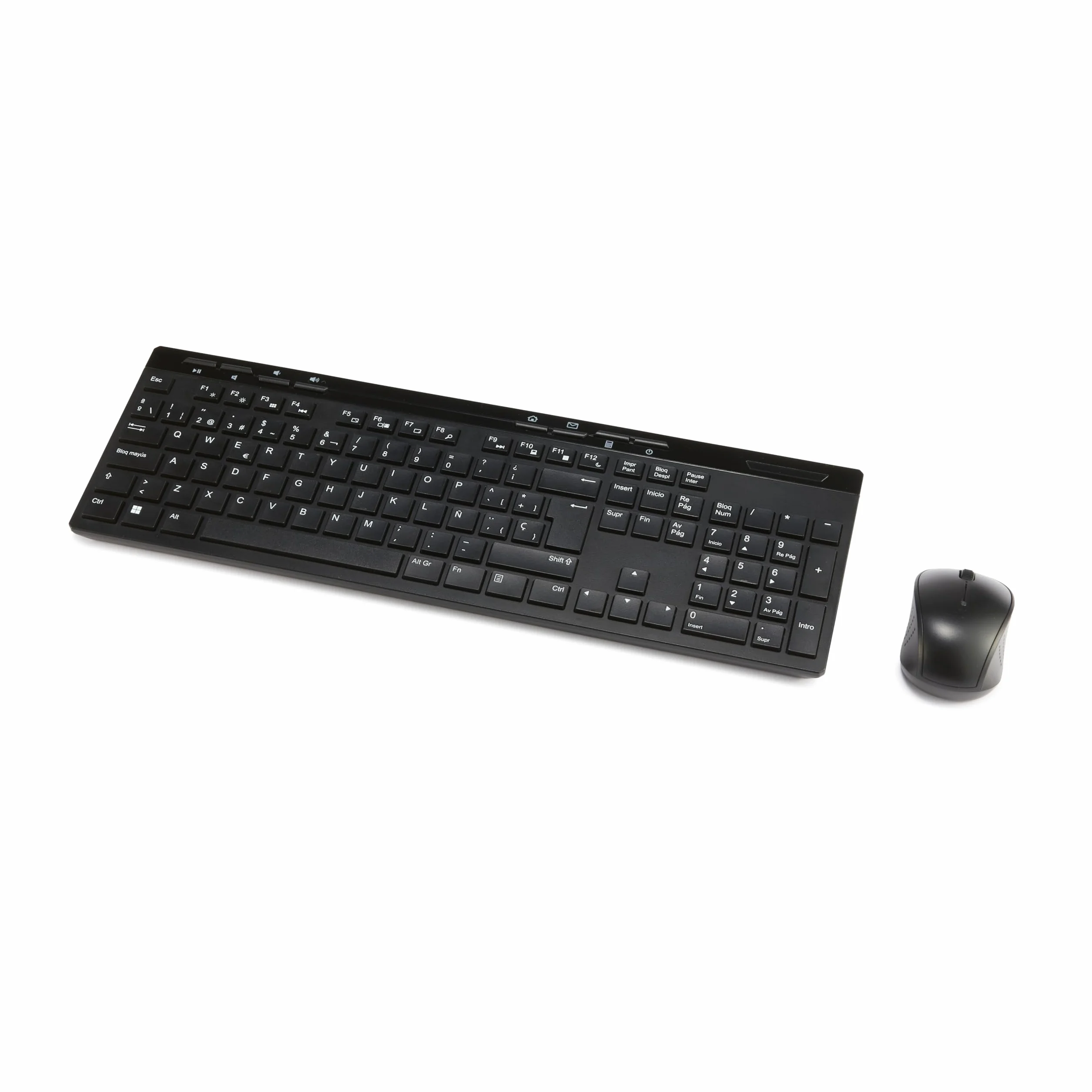 Amazon Basics Combo de Teclado y Ratón Inalámbricos de Tamaño Completo, Receptor USB de 2.4 GHz, (Teclado Español, Negro)