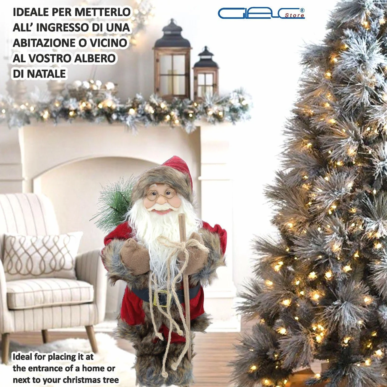 Figura de Papá Noel Santa Claus 60 cm 80 cm rojo blanco decoración navideña regalo