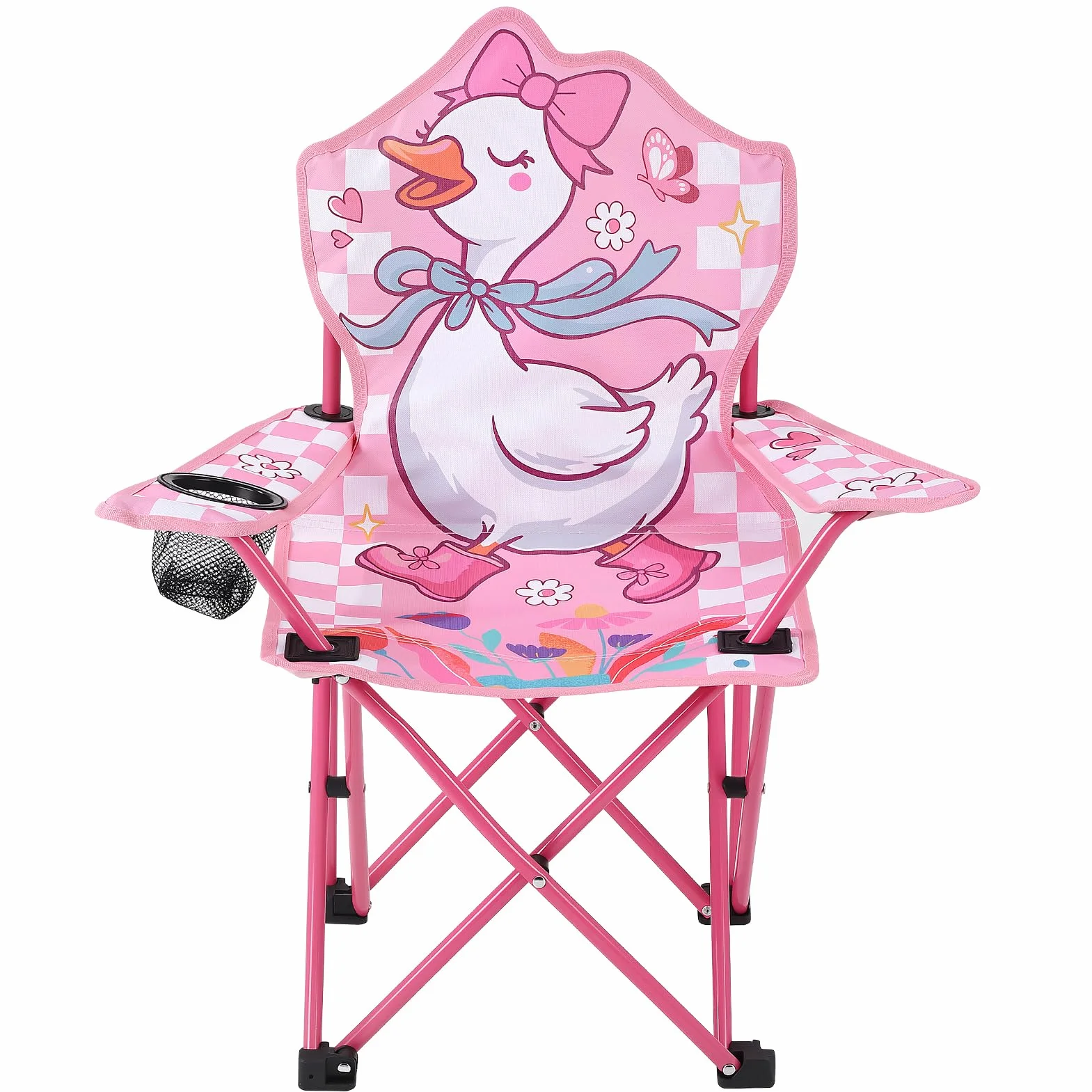 Silla de camping para niños plegable con soporte para bebidas diseño cisne jardín portátil
