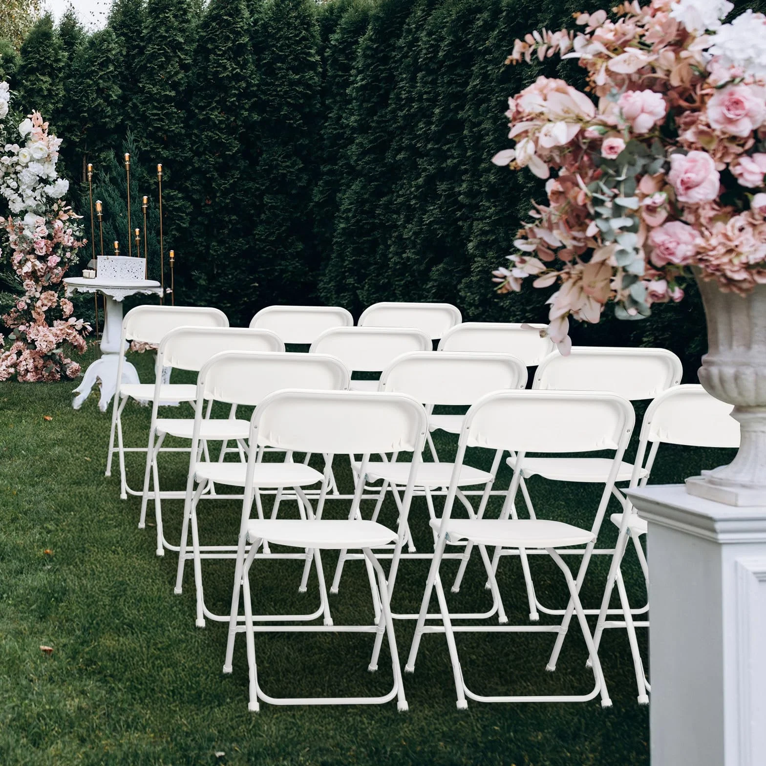 Bonnlo Set de 12 Sillas Plegables 47x47x75 cm Hasta 150 kg Blanco