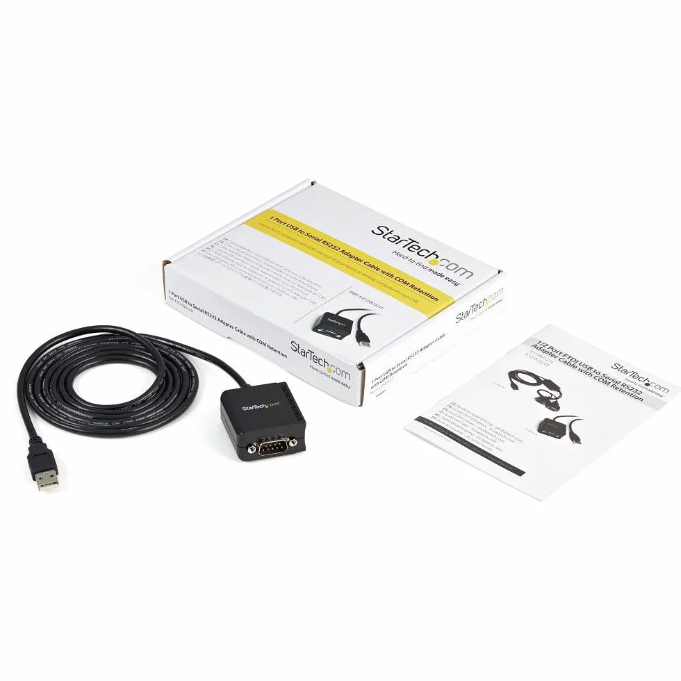 StarTech.com Cable USB a Serie de 1 Puerto FTDI de 1,8m - Adaptador USB a RS232 - Adaptador USB a Serie - Retención COM - TAA