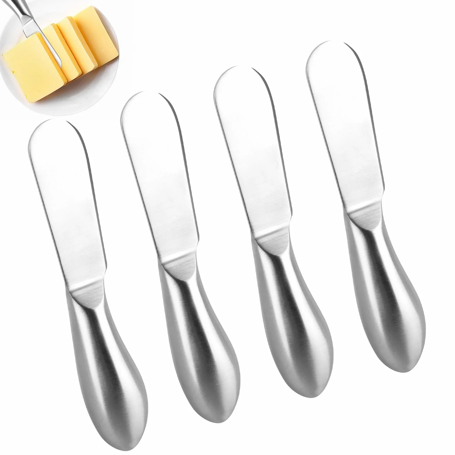 Juego de Cuchillos Esparcidor, 4 Piezas Cuchillo de Mantequilla, Cortador Mantequilla Acero Inoxidable, Esparcidor Mantequilla, Cuchillos de Mantequilla para Mantequilla, Queso, Mermelada 13.3cm