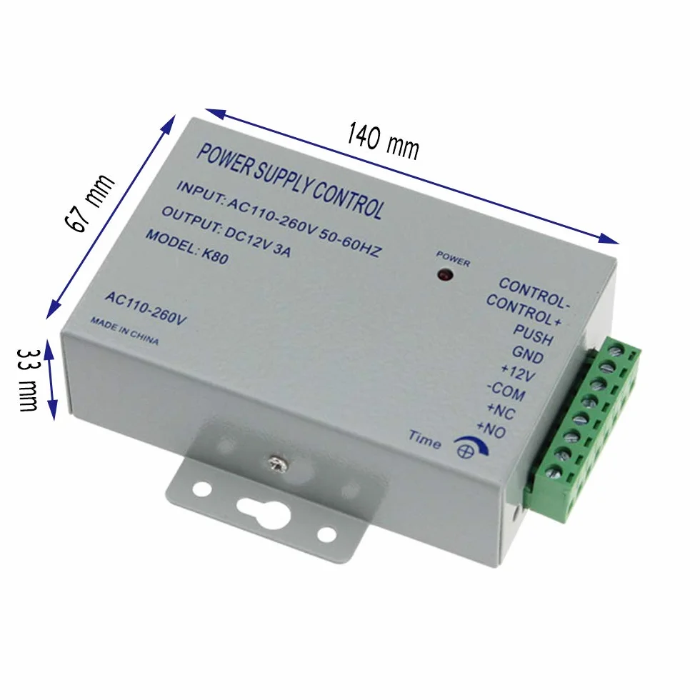 AC 110-240V a DC12v 3A 36w Fuente de Alimentación para el Sistema de Control de Acceso de Puerta Fuente de Alimentación K80