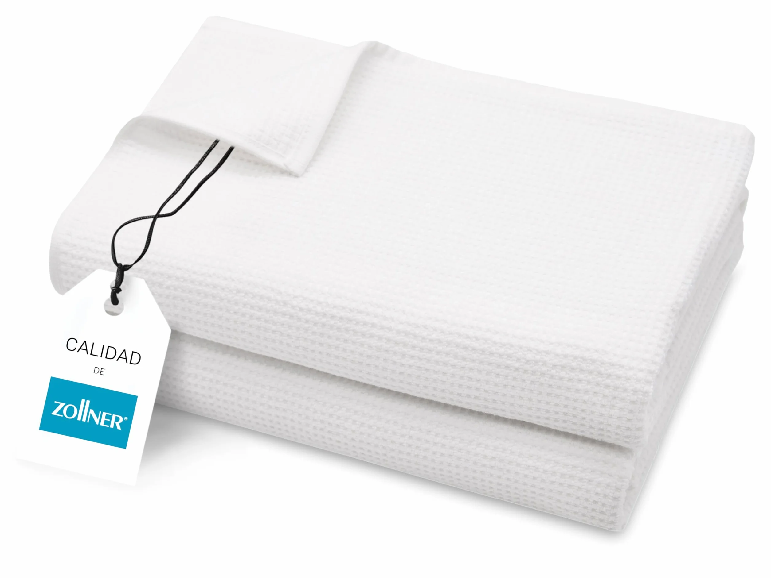 ZOLLNER Juego de 2 Toallas de Sauna de 70x180 cm: Toallas de baño duraderas en Color Beige, con práctico Colgador, diseño Atemporal de Nido de Abeja, Lavables hasta 95°C, algodón, Calidad de Hotel