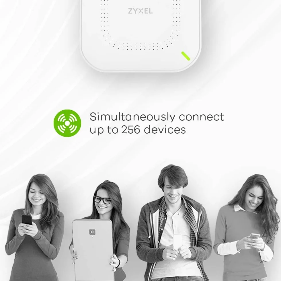 Zyxel WiFi 6 AX1800 Punto de Acceso | 802.11ax Doble Banda | Gestión en la Nube o Independiente | hasta 4 SSID | PoE | Fuente de Alimentación Incluida [NWA50AX]