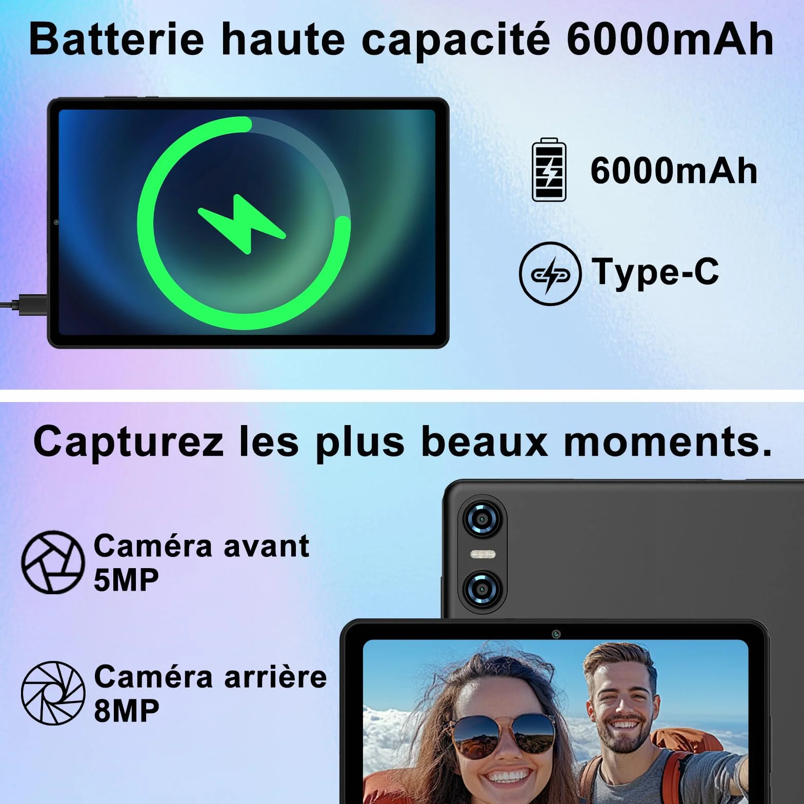 Tablet 10 Pulgadas Android 15 con Gemini AI, 30 GB RAM + Ampliable 2 TB ROM, Widevine L1, WiFi 5G, Batería 6000 mAh, con Teclado, Ratón y Funda para Estudio, Trabajo y Entretenimiento - Negro Grafito