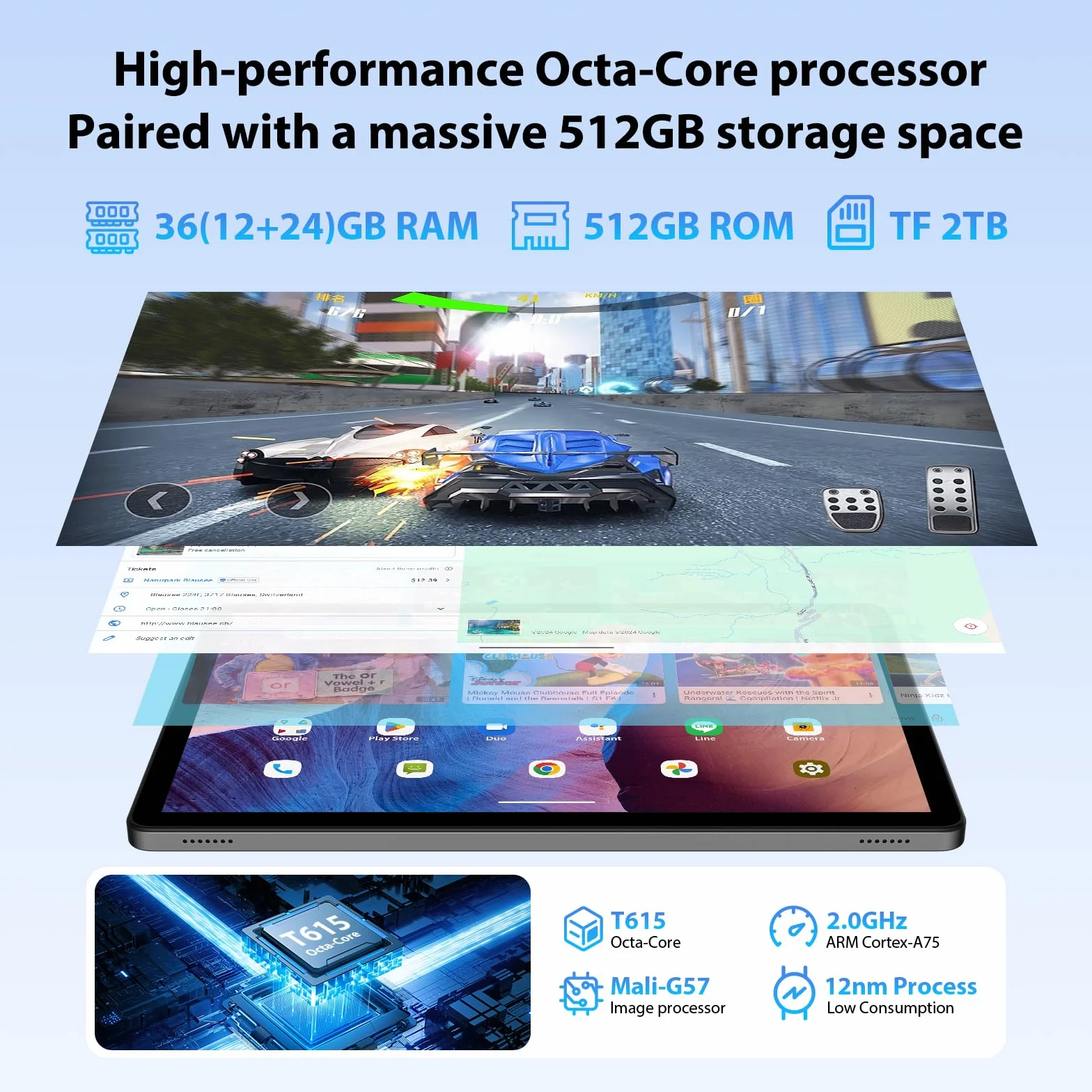 Tablet 11 Pulgadas Android 16 con 36GB RAM+512GB ROM (2TB TF), 4G LTE & 5G WiFi, Octa-Core 2.0GHz, 8000mAh, 13MP+8MP, Widevine L1,Gemini AI, GPS, BT 5.0, Tablet con Teclado, Gris