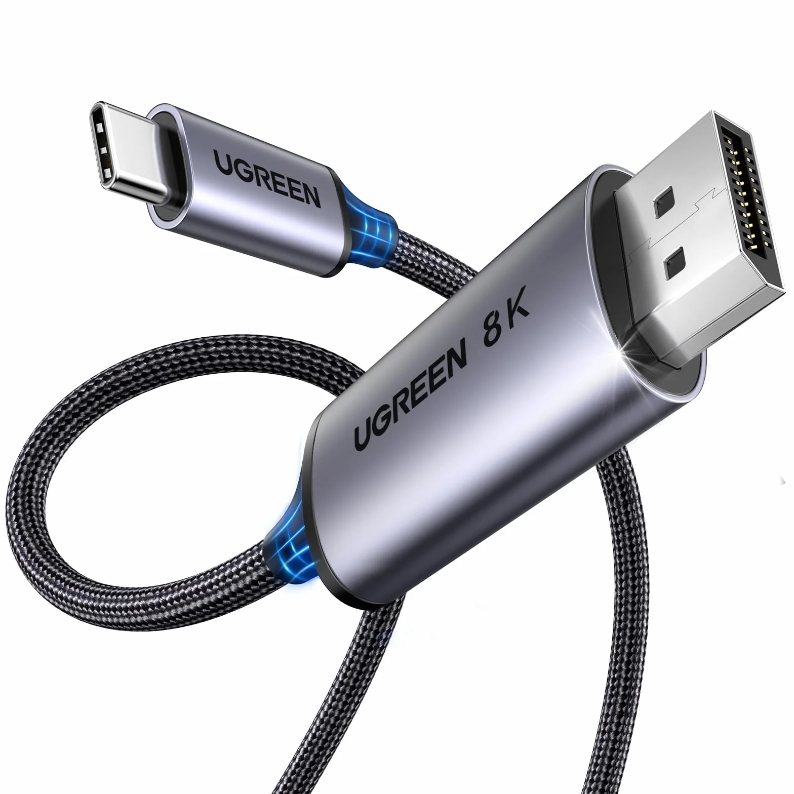 UGREEN 2M Cable USB C DisplayPort Bidireccional 8K 60Hz 4K 240Hz 32.4Gbps Adaptador Tipo C DP1.4 Compatible con iPhone 17 Pro Max Air MacBook M2 iPad Pro Galaxy S24 S23 Tab S9