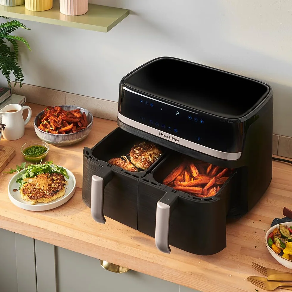 Russell Hobbs freidora de aire doble cesta 9L 2800W 200°C 9 programas Rapid Air táctil Satisfry 27681-56