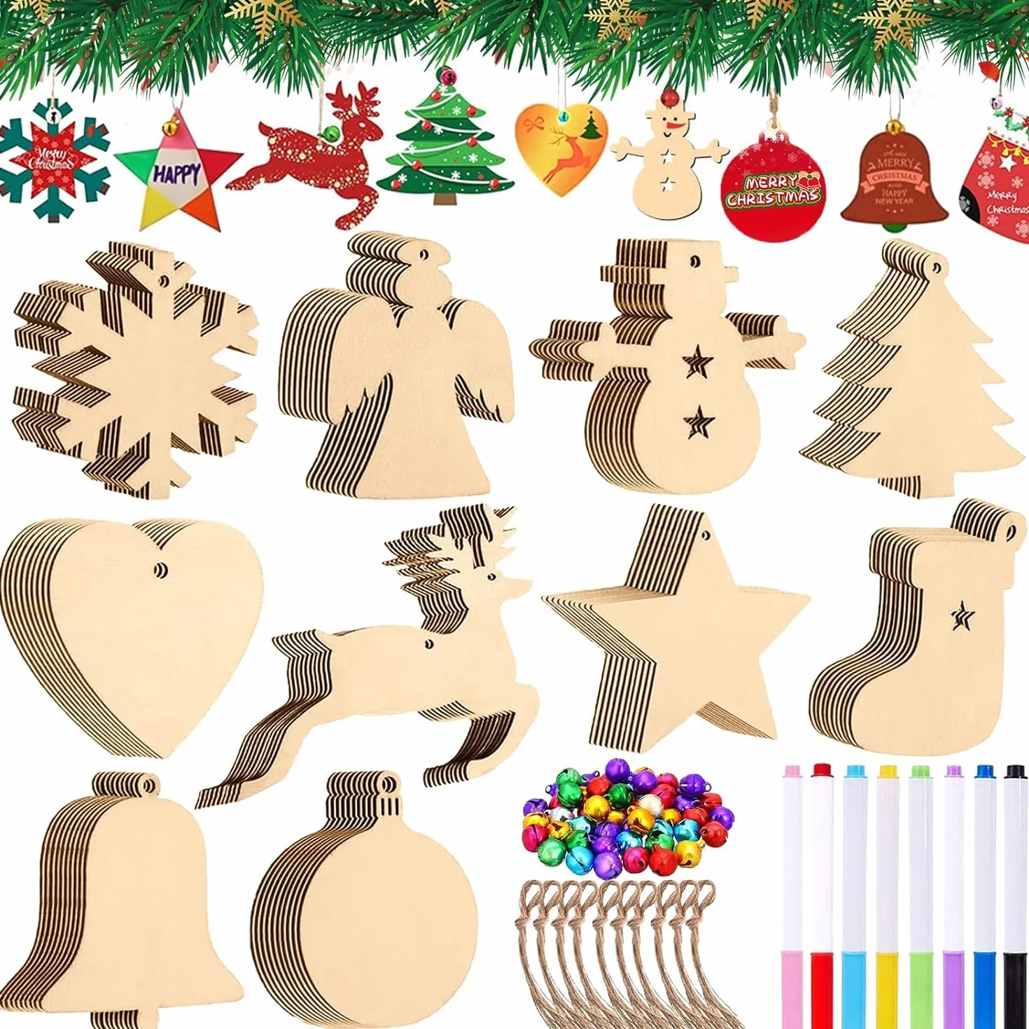 Adornos para árbol de Navidad con agujero 308 piezas copo de nieve colgantes NEMMXUB