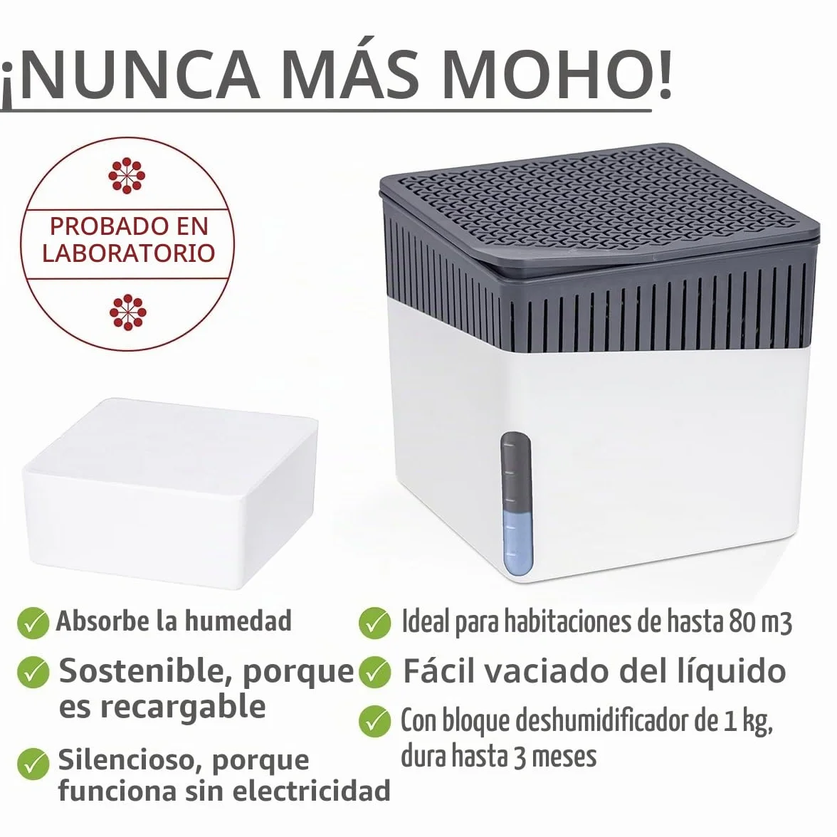 Wenko Deshumificador Cube 1000 g Cloruro de Calcio 12x5x12 cm Blanco