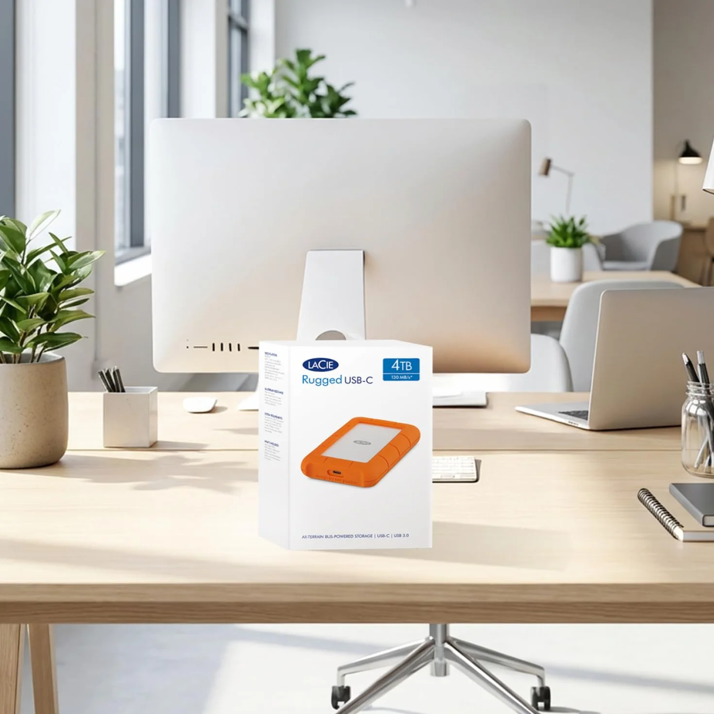 LaCie Rugged USB-C 4TB — antigolpes, USB‑C Disco duro externo portátil 2,5", para Mac y Windows — incluye Rescue Data Recovery