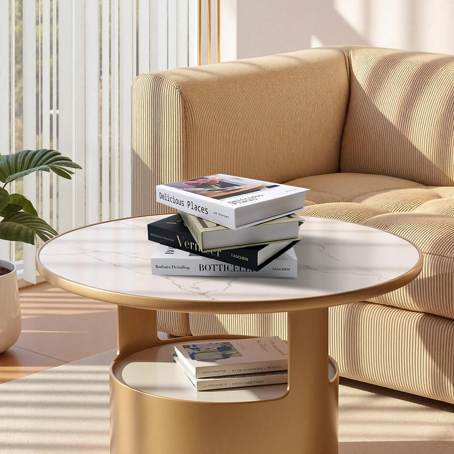 Juego de 4 libros decorativos Ennoxwi libros falsos de cartón para estantería, mesa de café