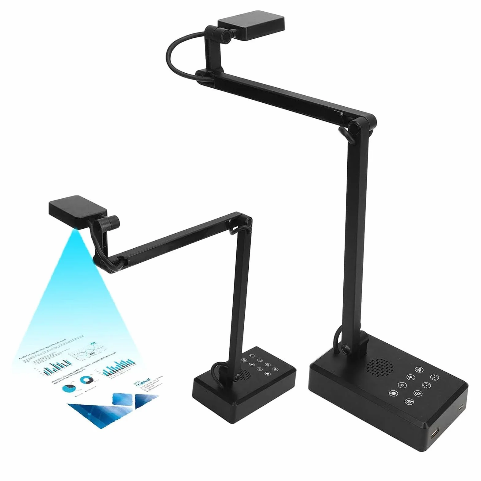 Docooler Cámara de documentos USB de 16 MP con micrófono, enfoque automático, cámara web 4K con brazo flexible para aprendizaje en línea, enseñanza remota, conferencias web, demostración en vivo